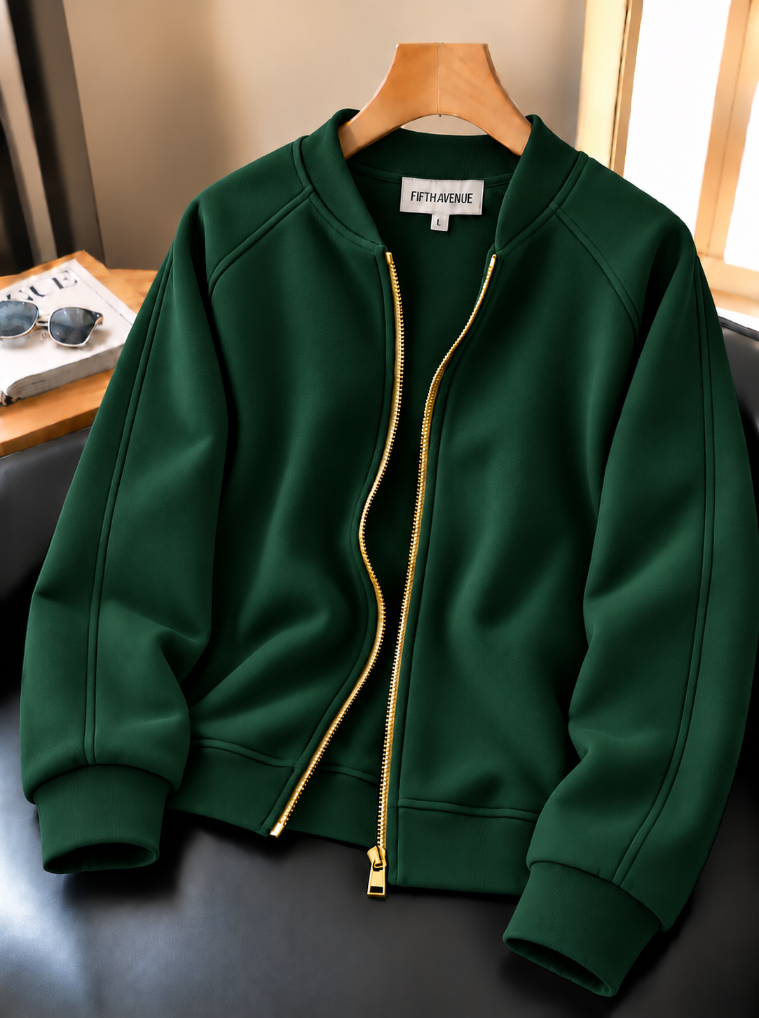 Fifth Avenue Mens Zip Up Bomber Jacket ROGER - Green