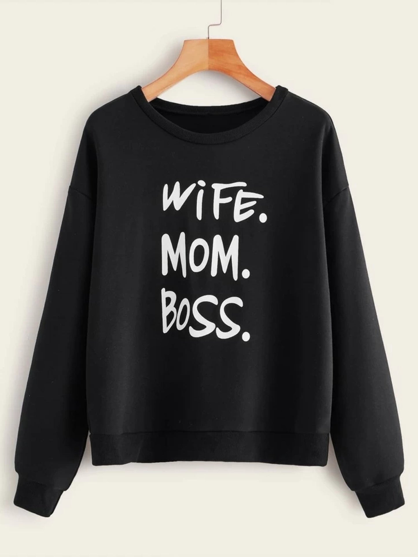 Fifth Avenue DIFT16 Wife Mom Boss Printed Sweatshirt - Black
