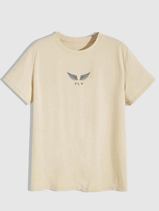 Fifth Avenue Front Back Wing Printed MIFT193 T-Shirt - Cream