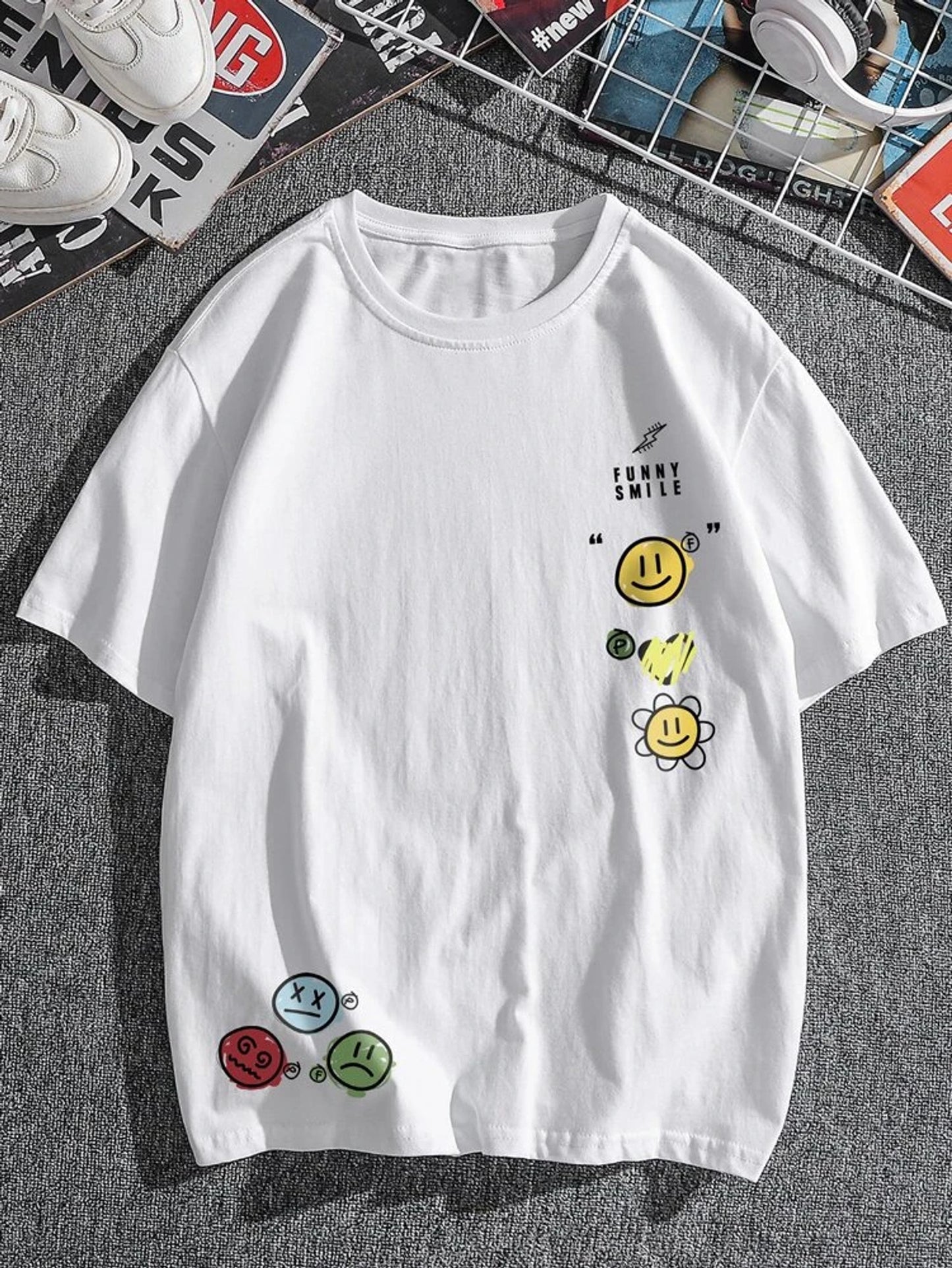 Fifth Avenue Smiley Printed MIFT91 T-Shirt - White