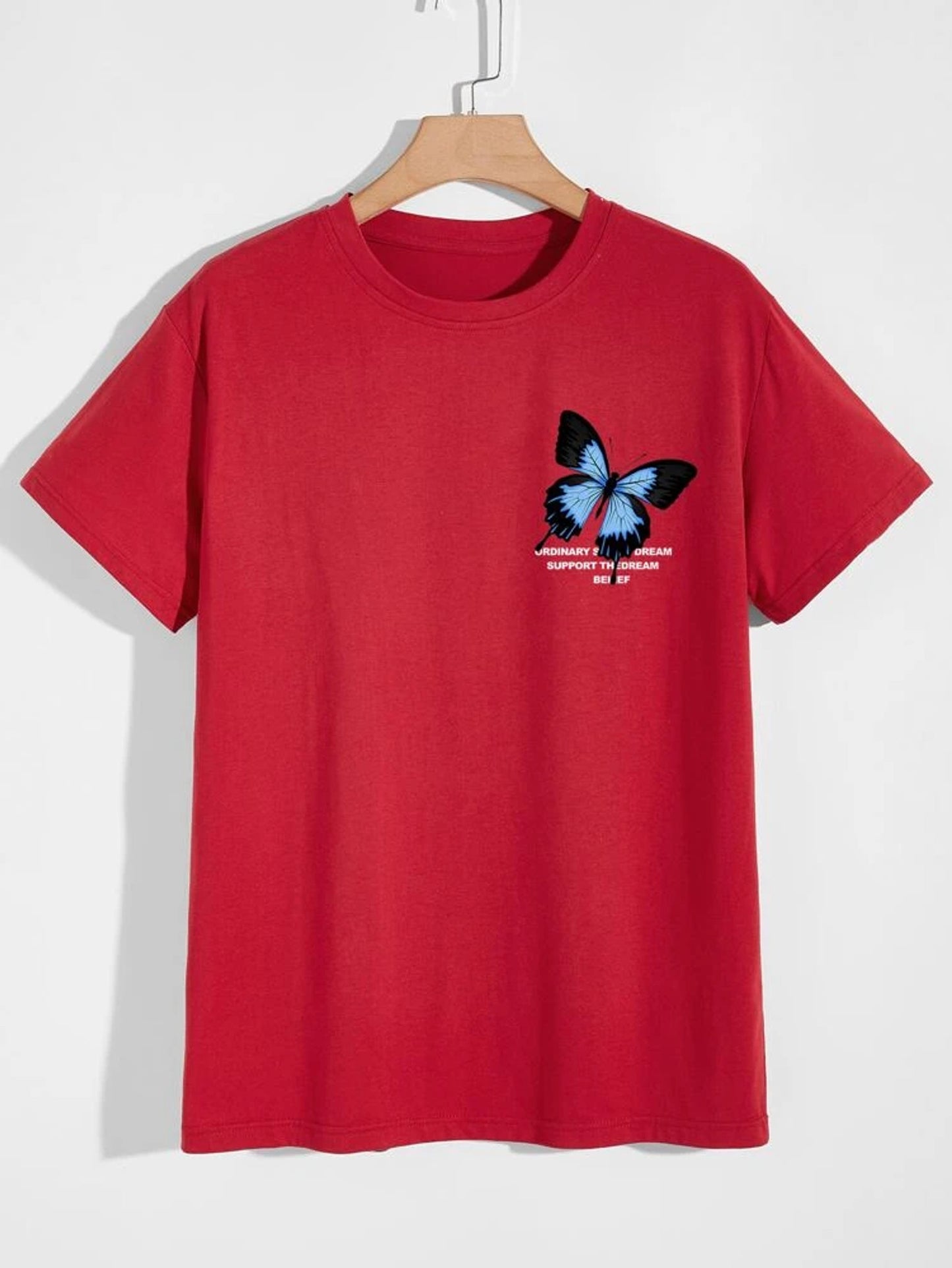 Fifth Avenue Front Back Butterfly Printed MIFT172 T-Shirt - Red