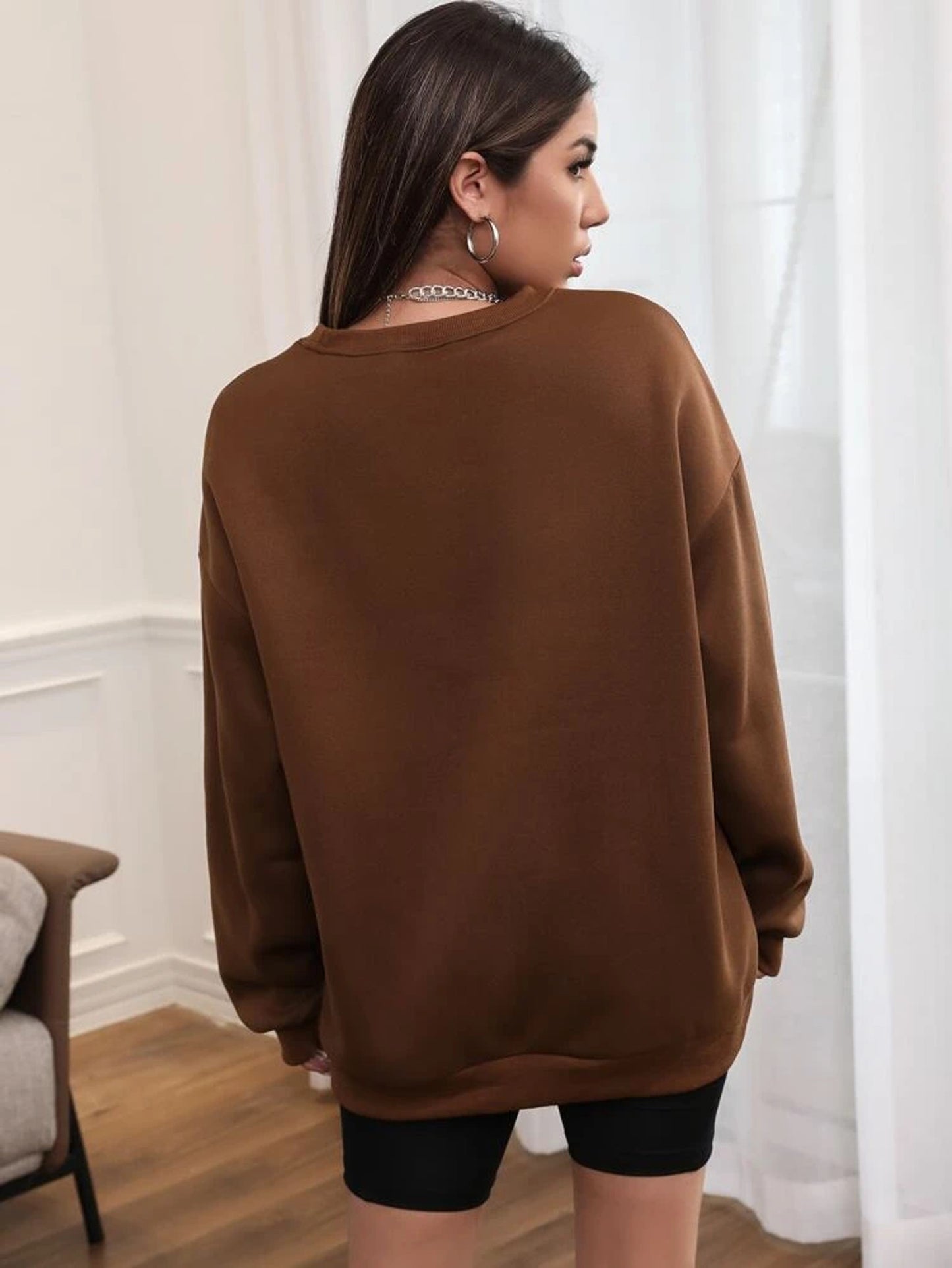 Fifth Avenue DIFT411 Heart Printed Sweatshirt - Brown