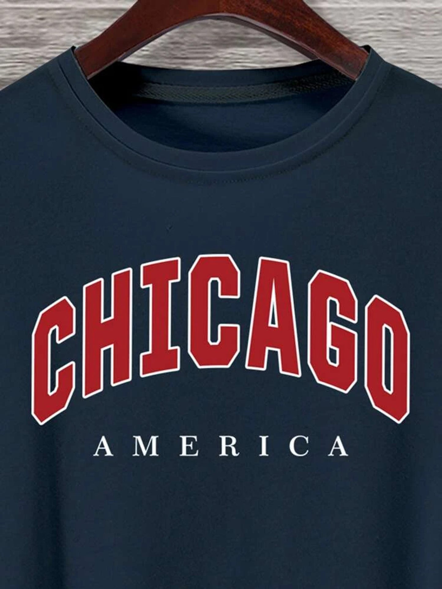 Fifth Avenue Chicago Printed MIFT119 T-Shirt - Navy Blue