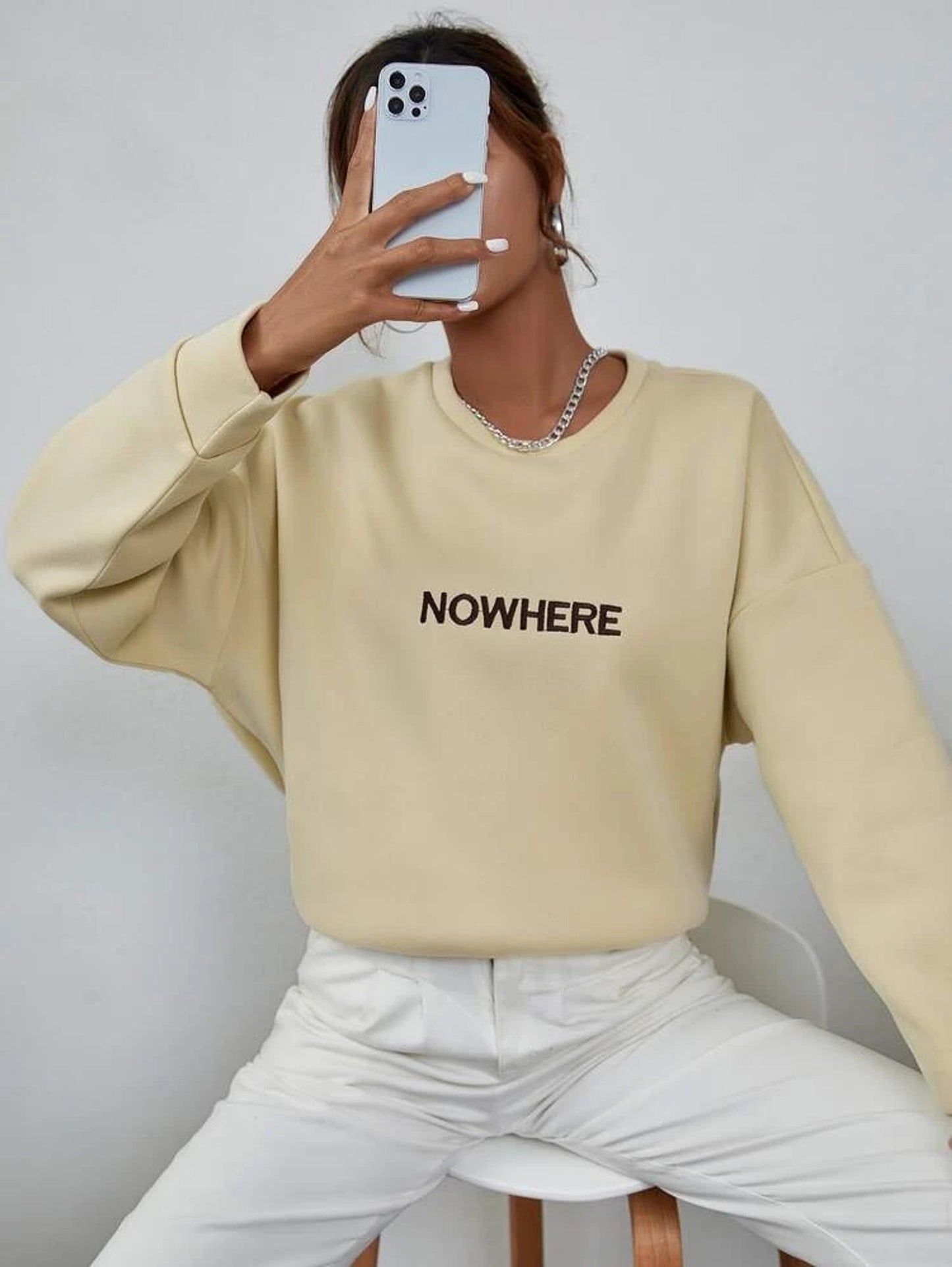 Fifth Avenue DIFT373 Nowhere Printed Sweatshirt - Cream
