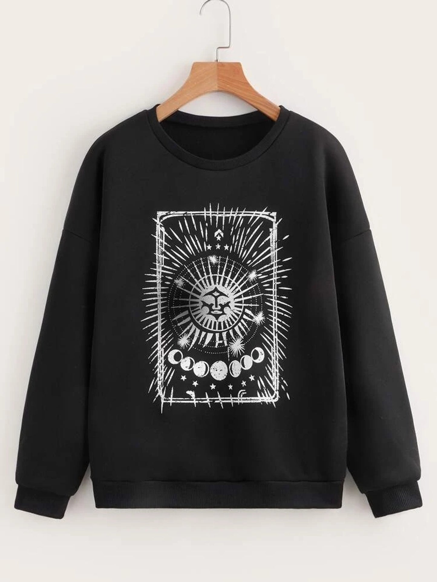 Fifth Avenue DIFT377 Moon Printed Sweatshirt - Black