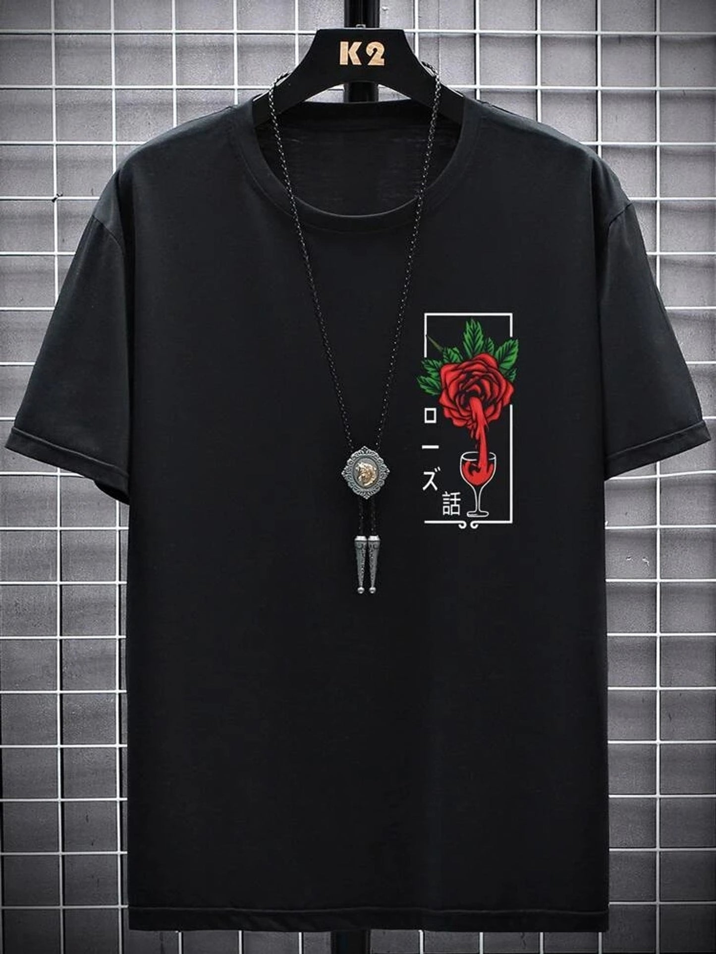 Fifth Avenue Floral Text Printed MIFT100 T-Shirt - Black