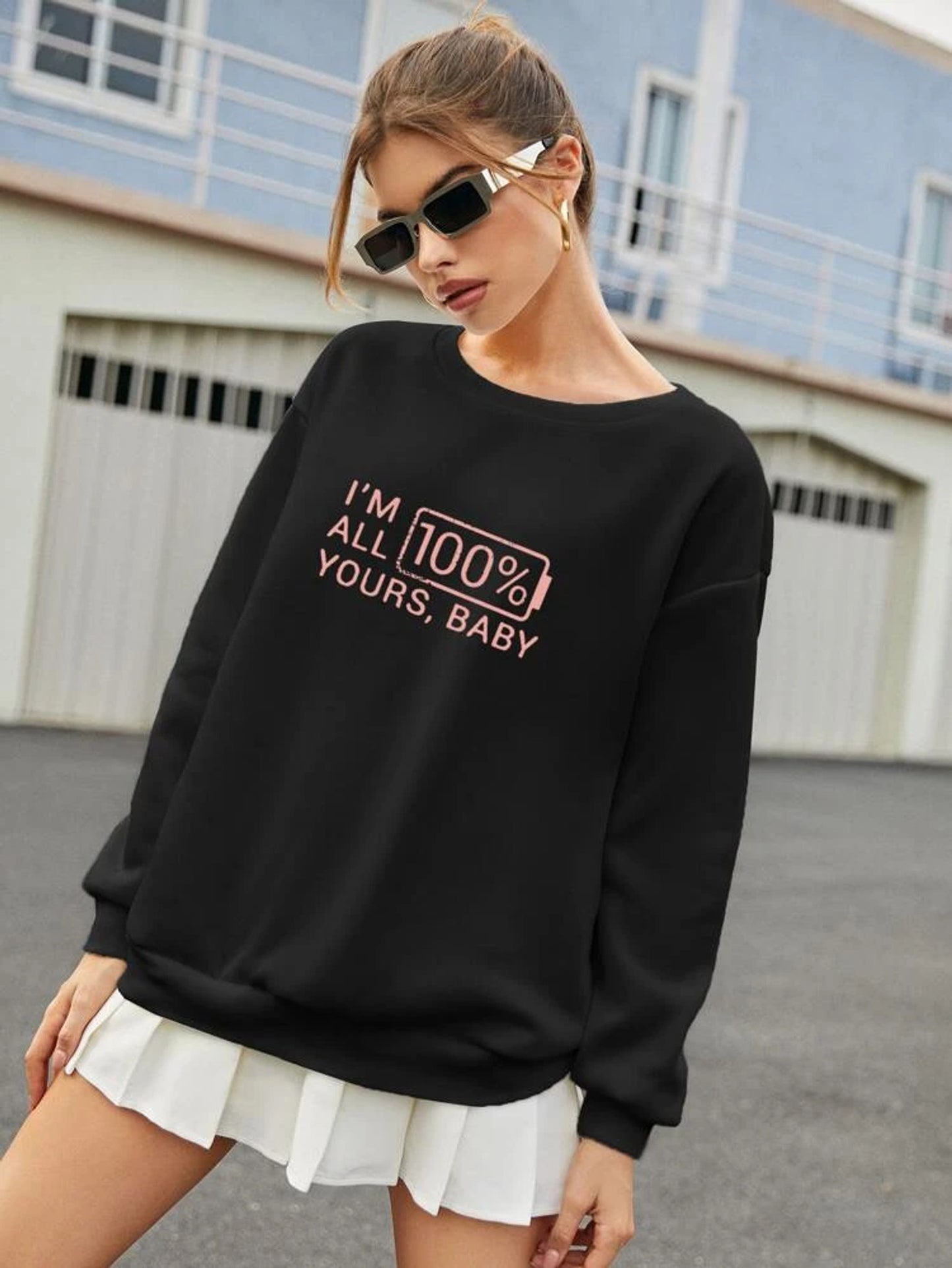 Fifth Avenue DIFT391 All Yours Printed Sweatshirt - Black