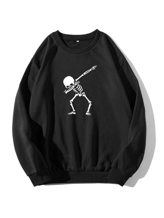 Fifth Avenue DIFT416 Skeleton Printed Sweatshirt - Black
