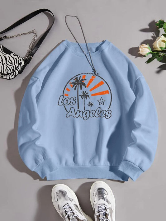Fifth Avenue DIFT384 Los Angeles Printed Sweatshirt - Light Blue