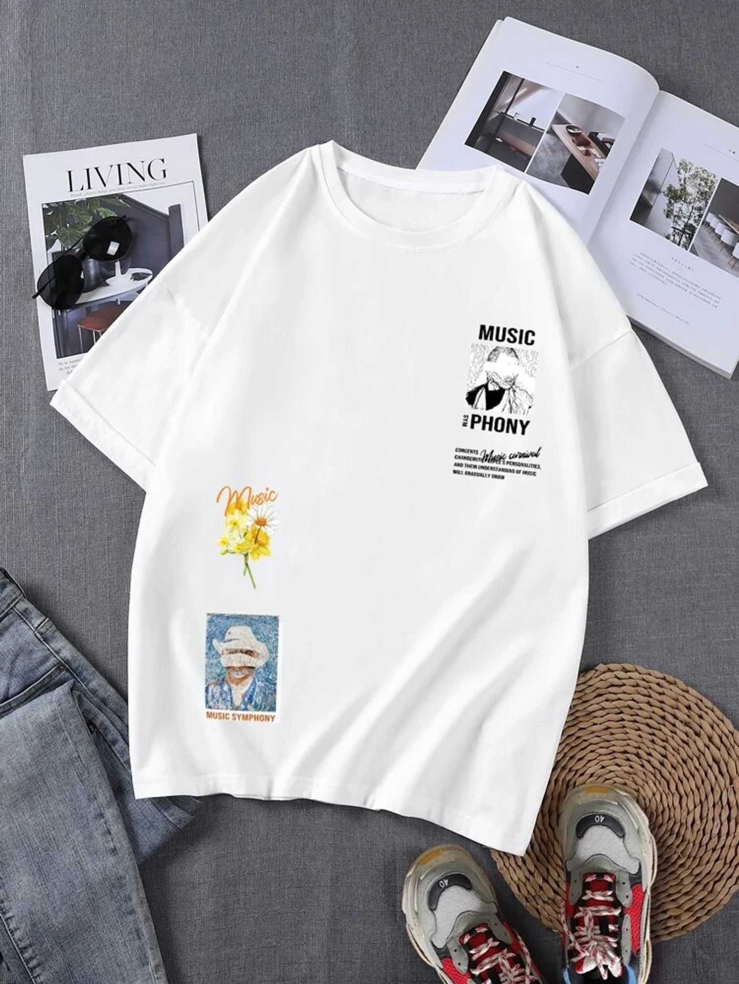 Fifth Avenue Sticker Printed MIFT81 T-Shirt - White