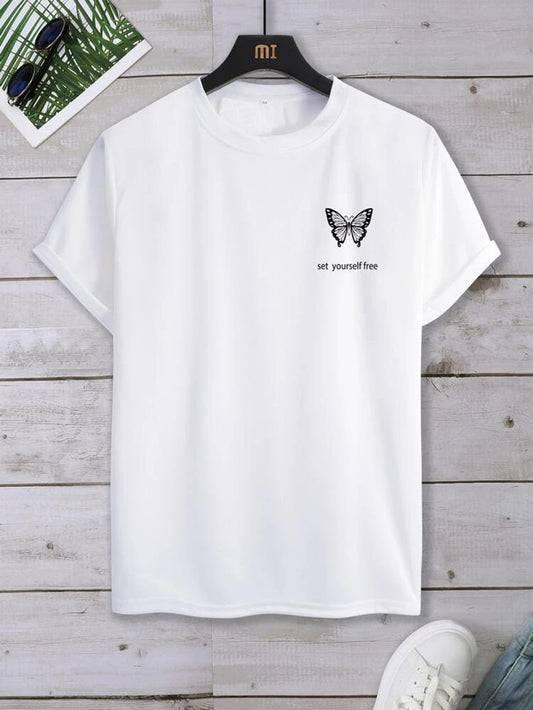 Fifth Avenue Butterfly Text Printed MIFT145 T-Shirt - White