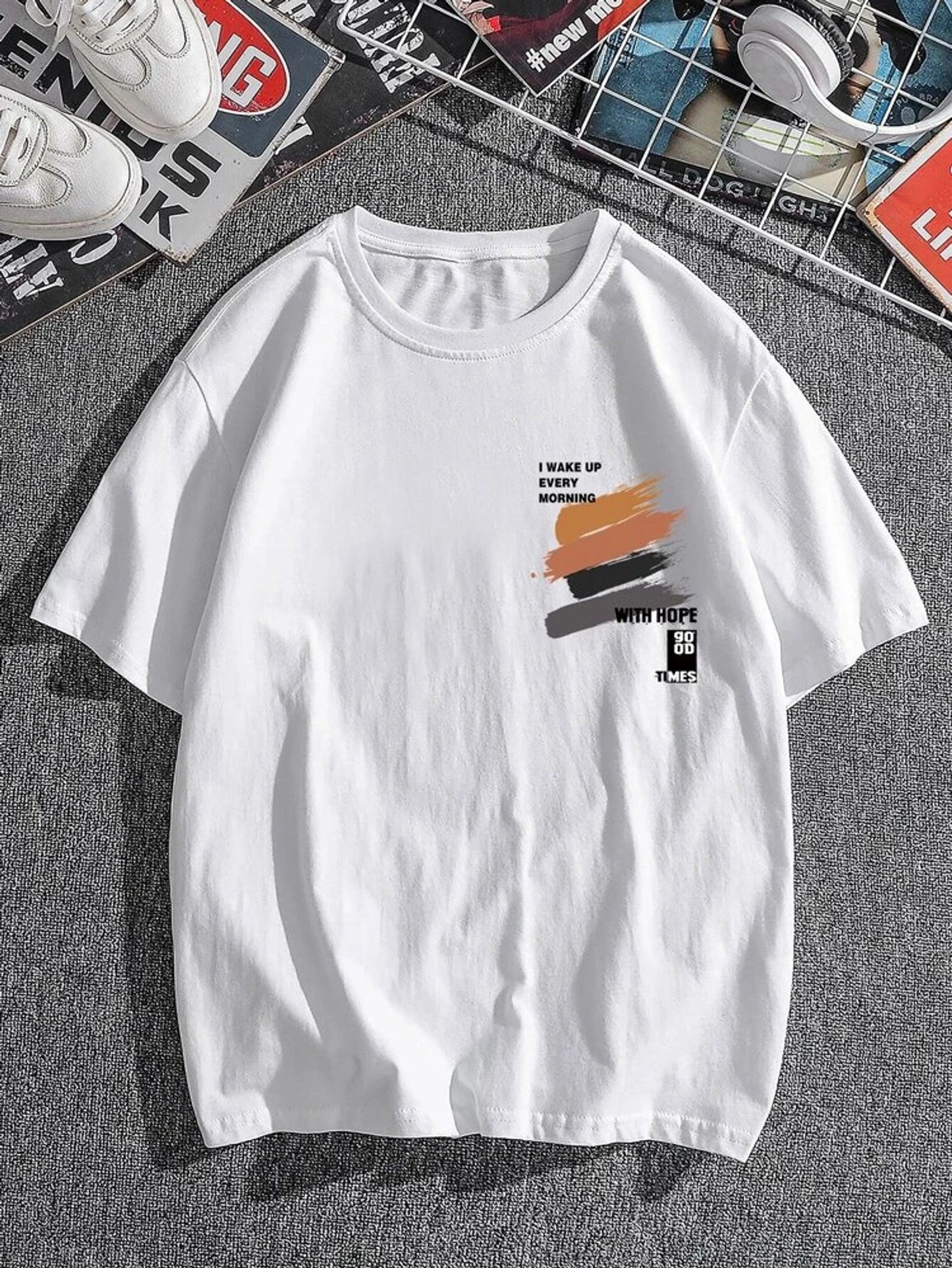 Fifth Avenue Paint Text Printed MIFT147 T-Shirt - White