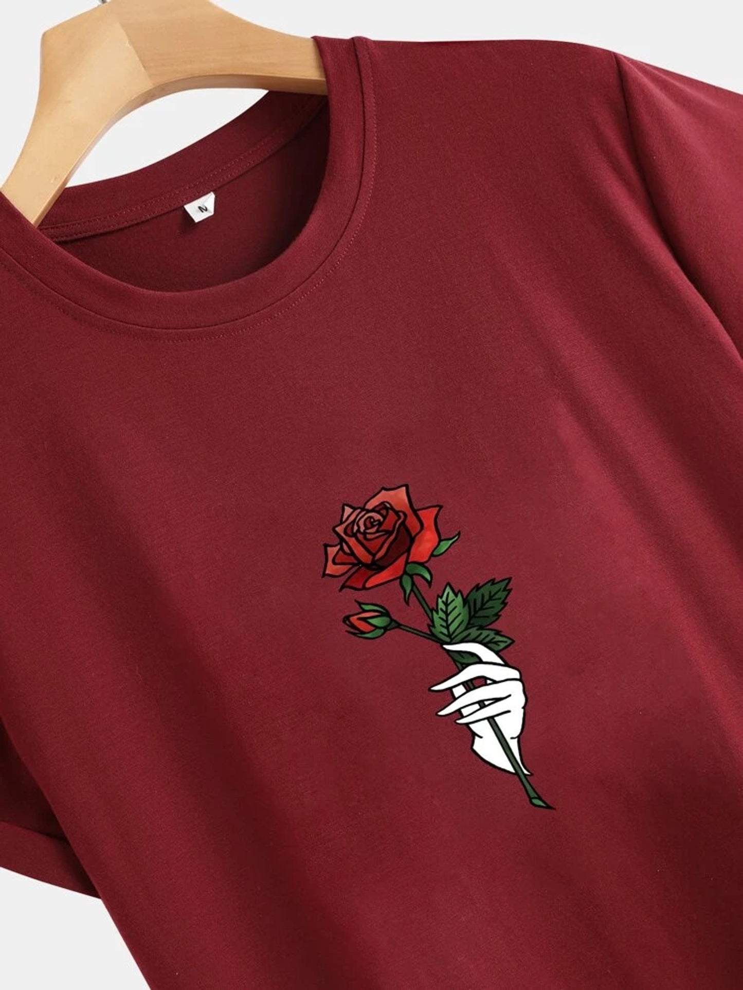 Fifth Avenue Rose Printed MIFT72 T-Shirt - Maroon