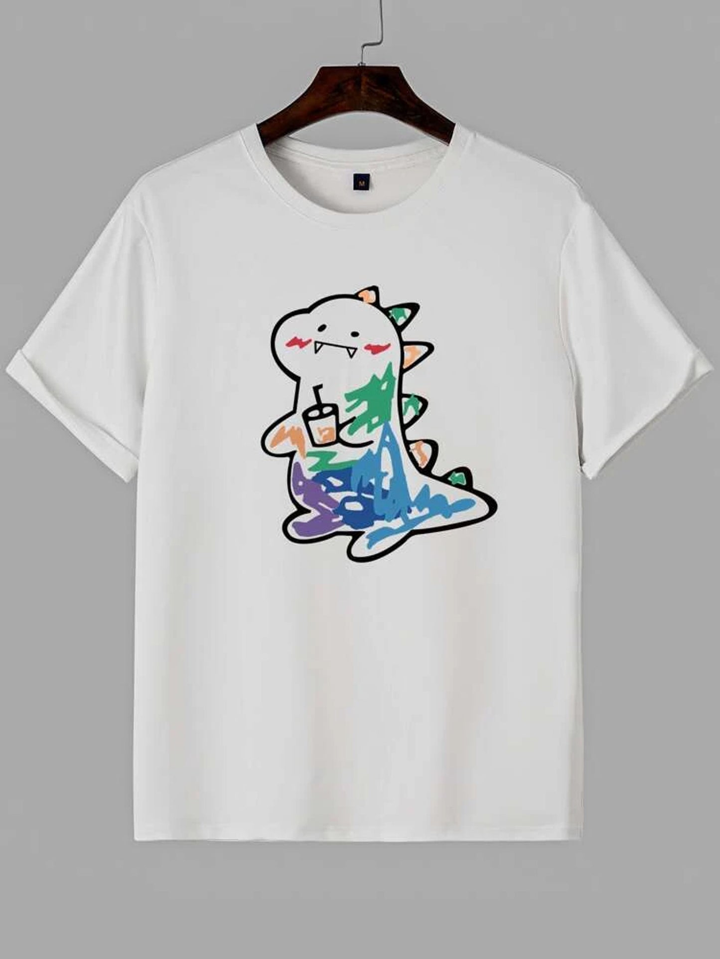 Fifth Avenue Multi Color Dragon Printed MIFT198 T-Shirt - White