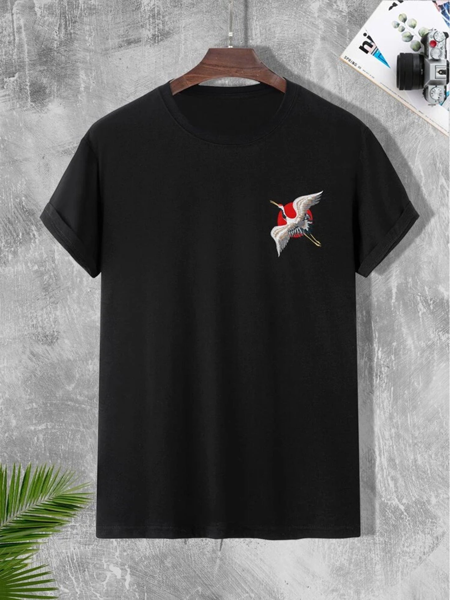 Fifth Avenue Crane Pocket Printed MIFT73 T-Shirt - Black