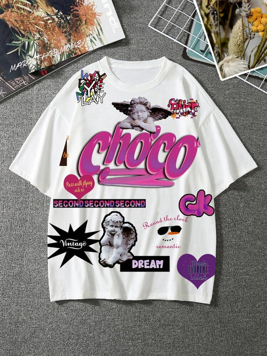 Fifth Avenue Text Stickers Printed MIFT59 T-Shirt - White