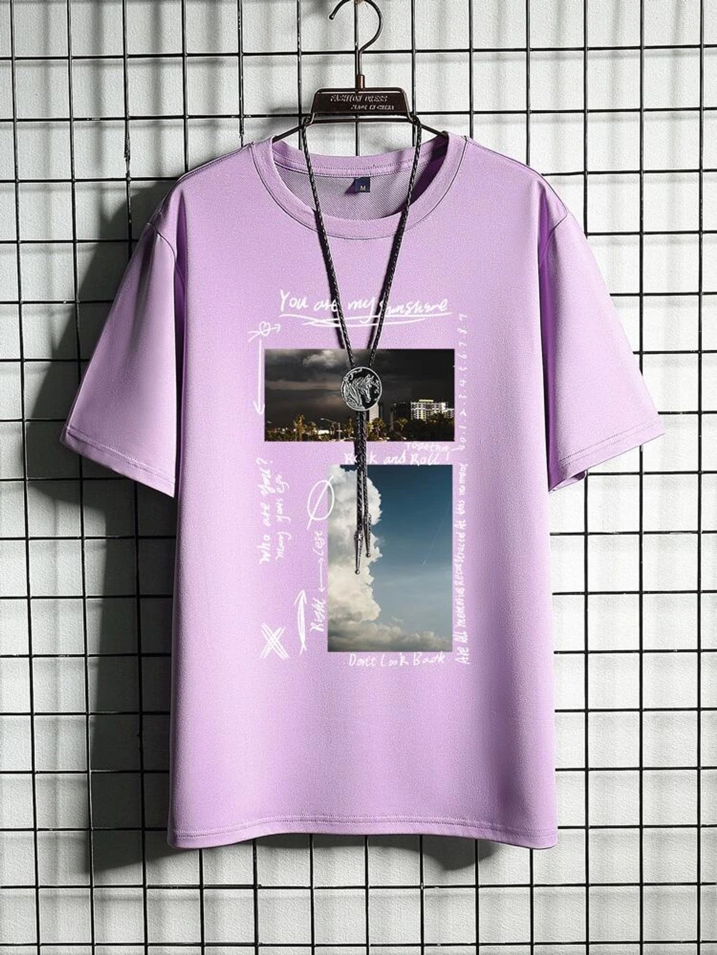 Fifth Avenue Scene Text Printed MIFT152 T-Shirt - Purple