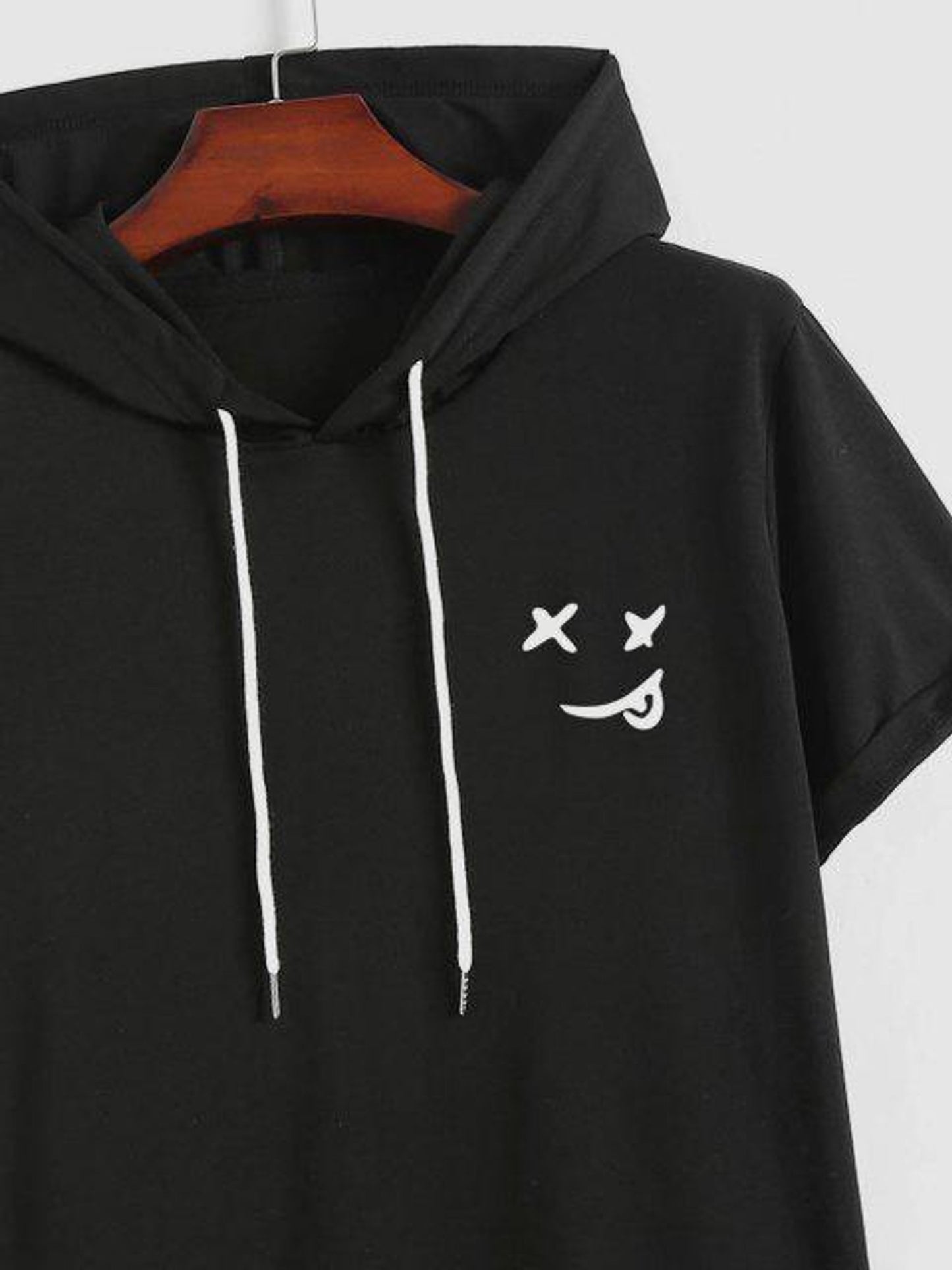 Fifth Avenue Smile Print MIFT430 Hooded ROKA T-Shirt - Black