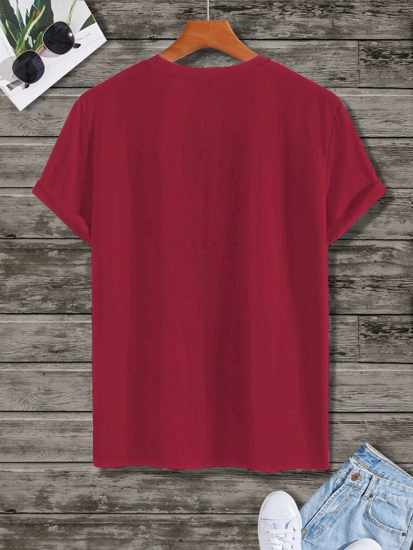 Fifth Avenue Paint Text Printed MIFT147 T-Shirt - Maroon