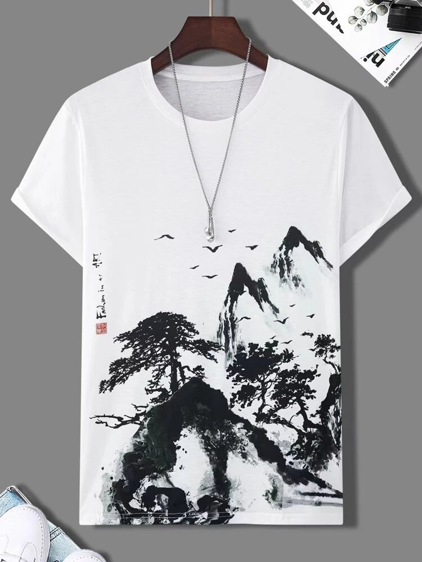 Fifth Avenue Mountains Printed MIFT126 T-Shirt - White