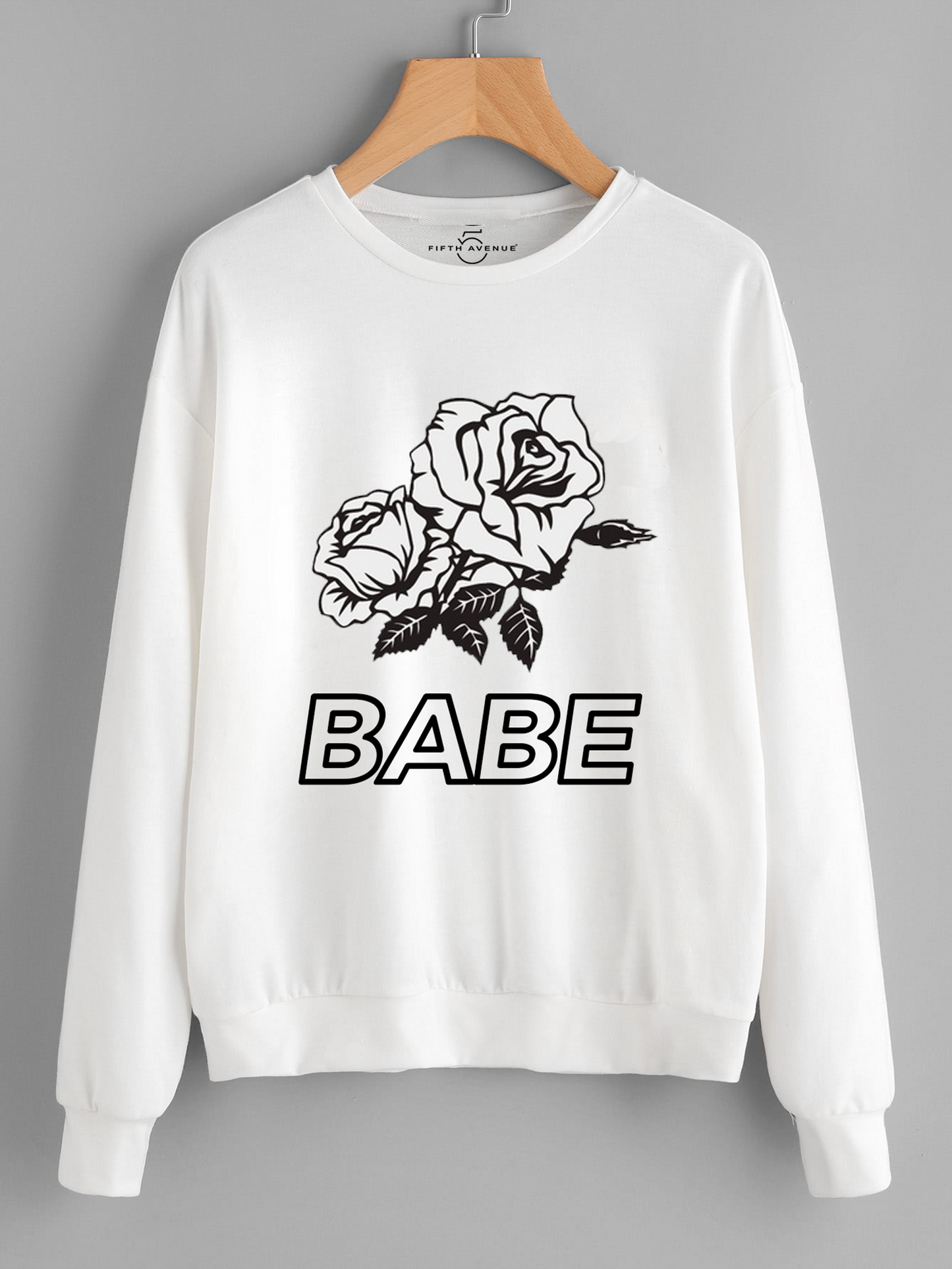 Fifth Avenue DIFT40 Babe Rose Printed Sweatshirt - White