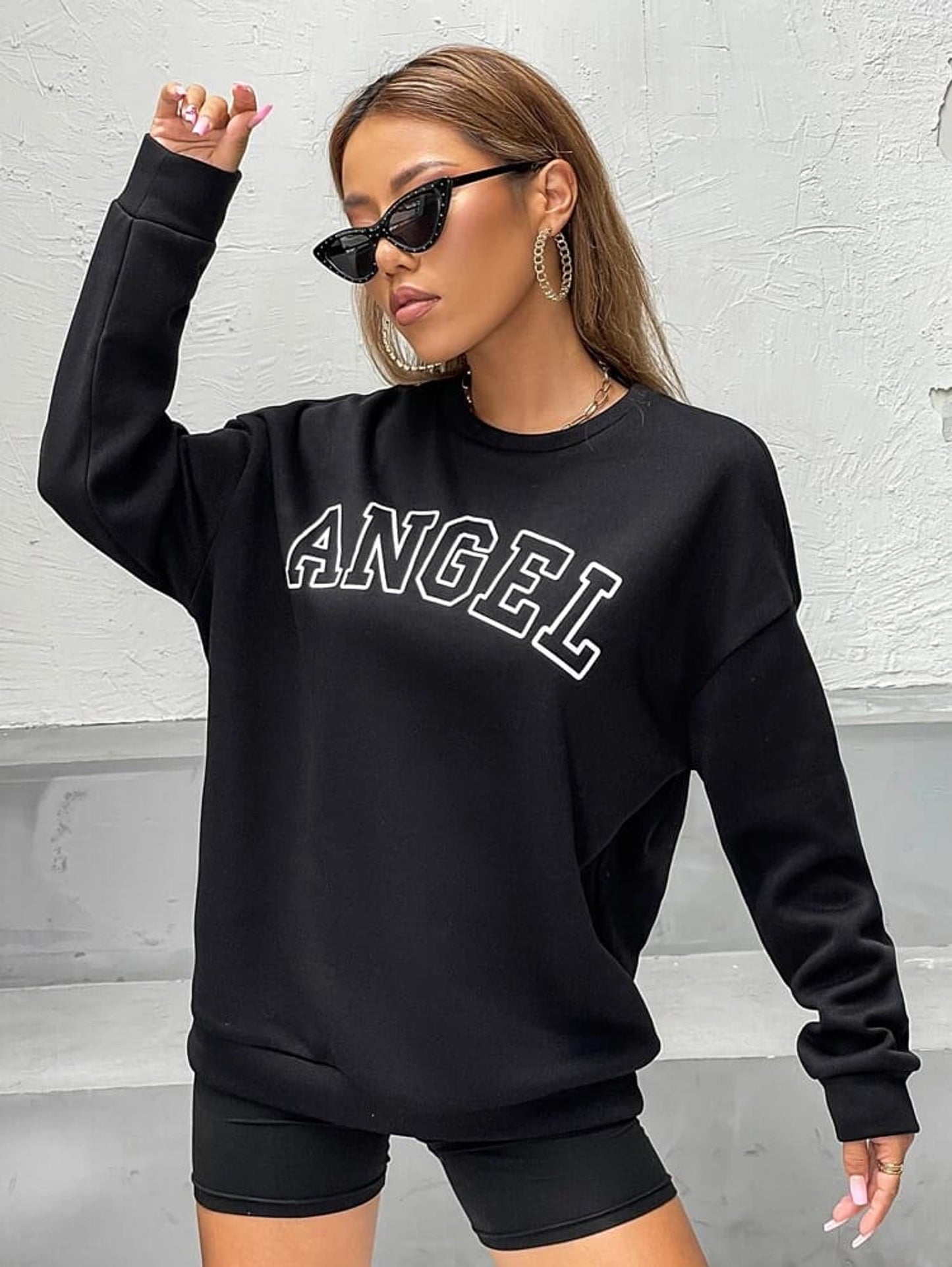 Fifth Avenue DIFT243 Text Printed Sweatshirt - Black