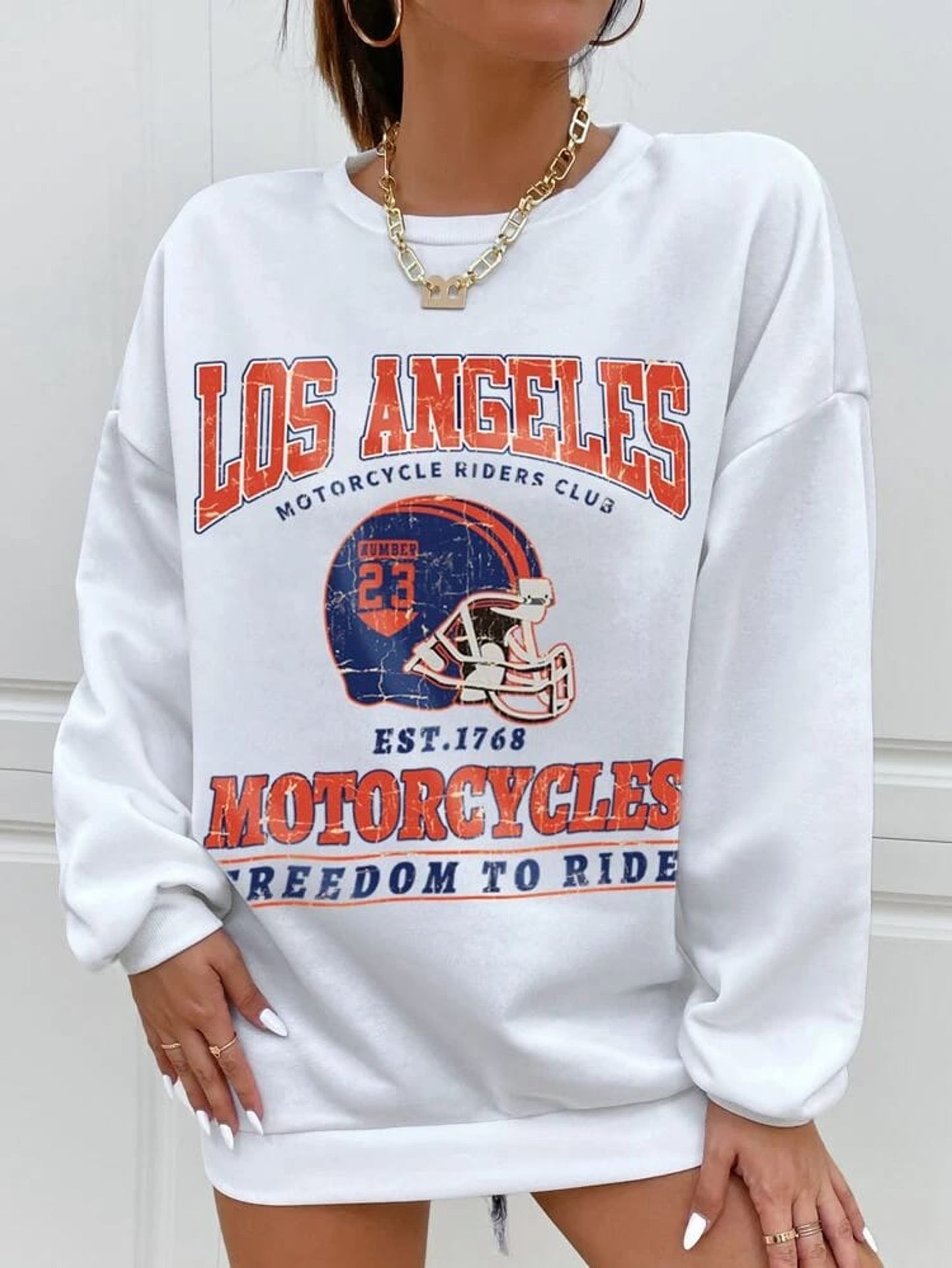 Fifth Avenue DIFT282 Los Angeles Printed Sweatshirt - White