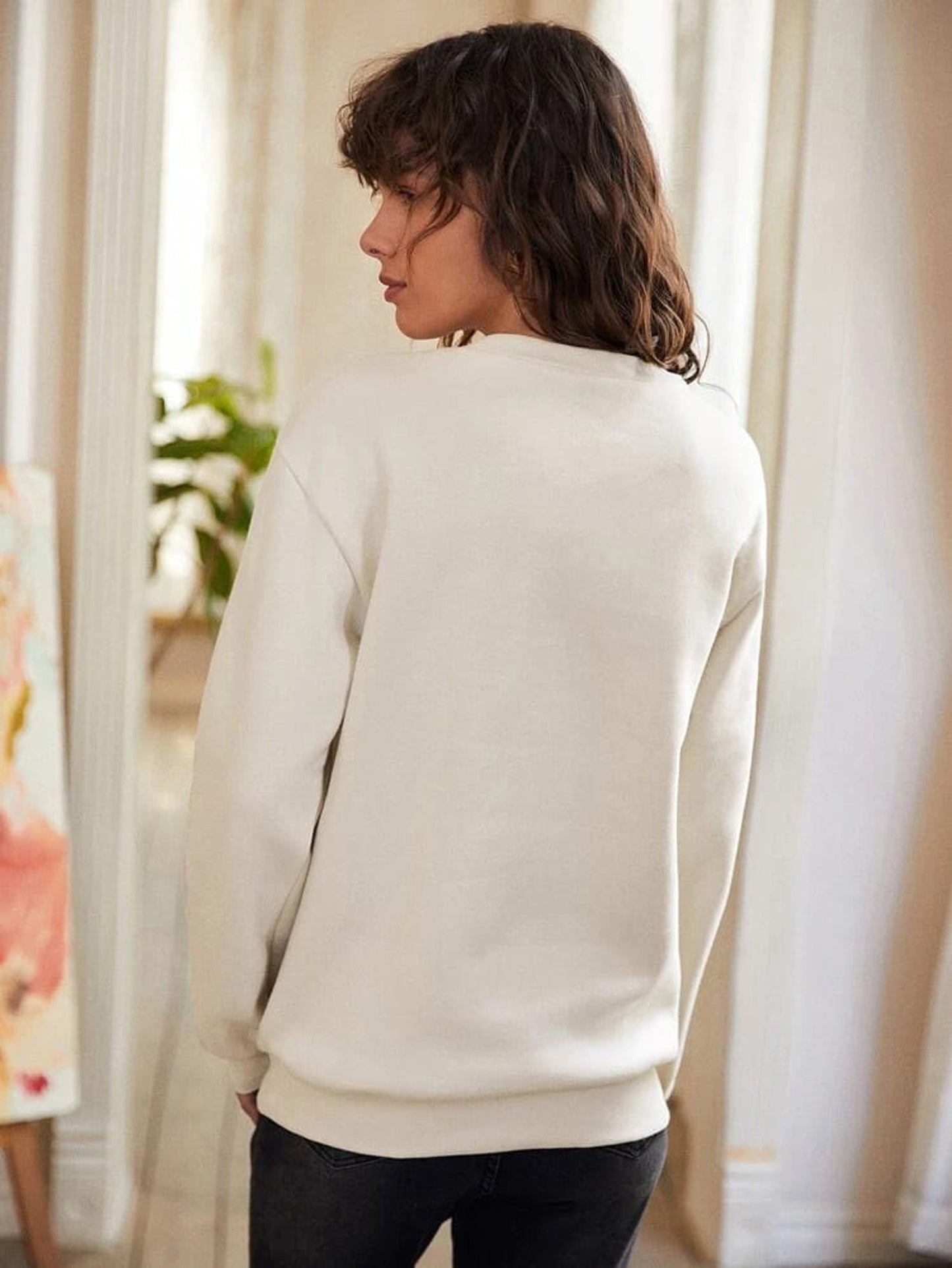 Fifth Avenue DIFT336 Love Amour Printed Sweatshirt - Cream