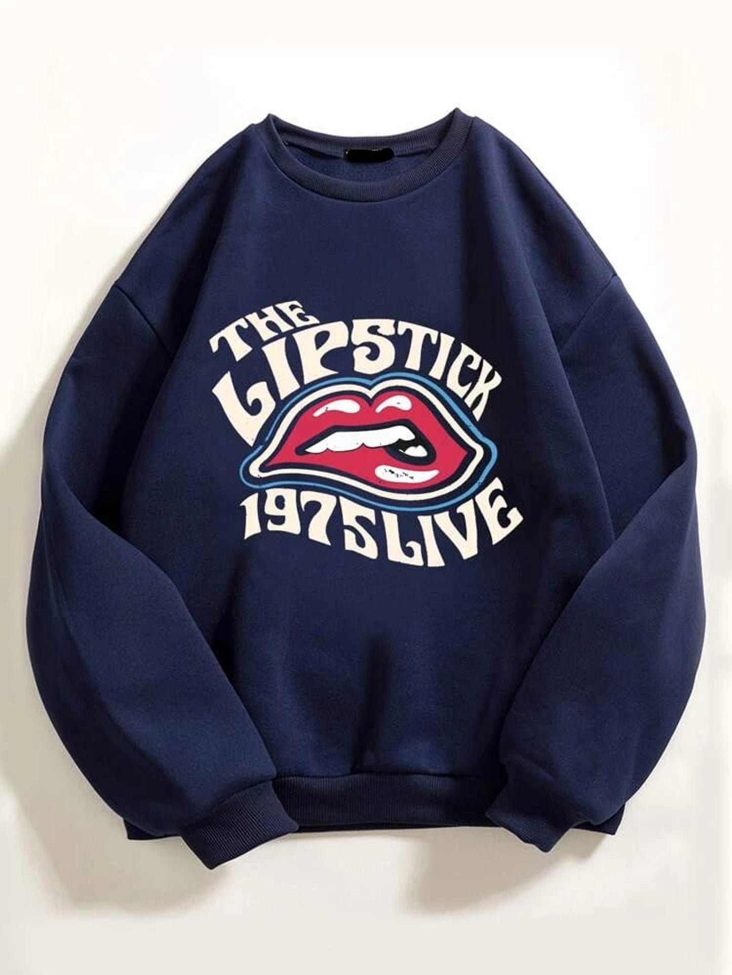 Fifth Avenue DIFT351 Lipstick Printed Sweatshirt - Navy Blue