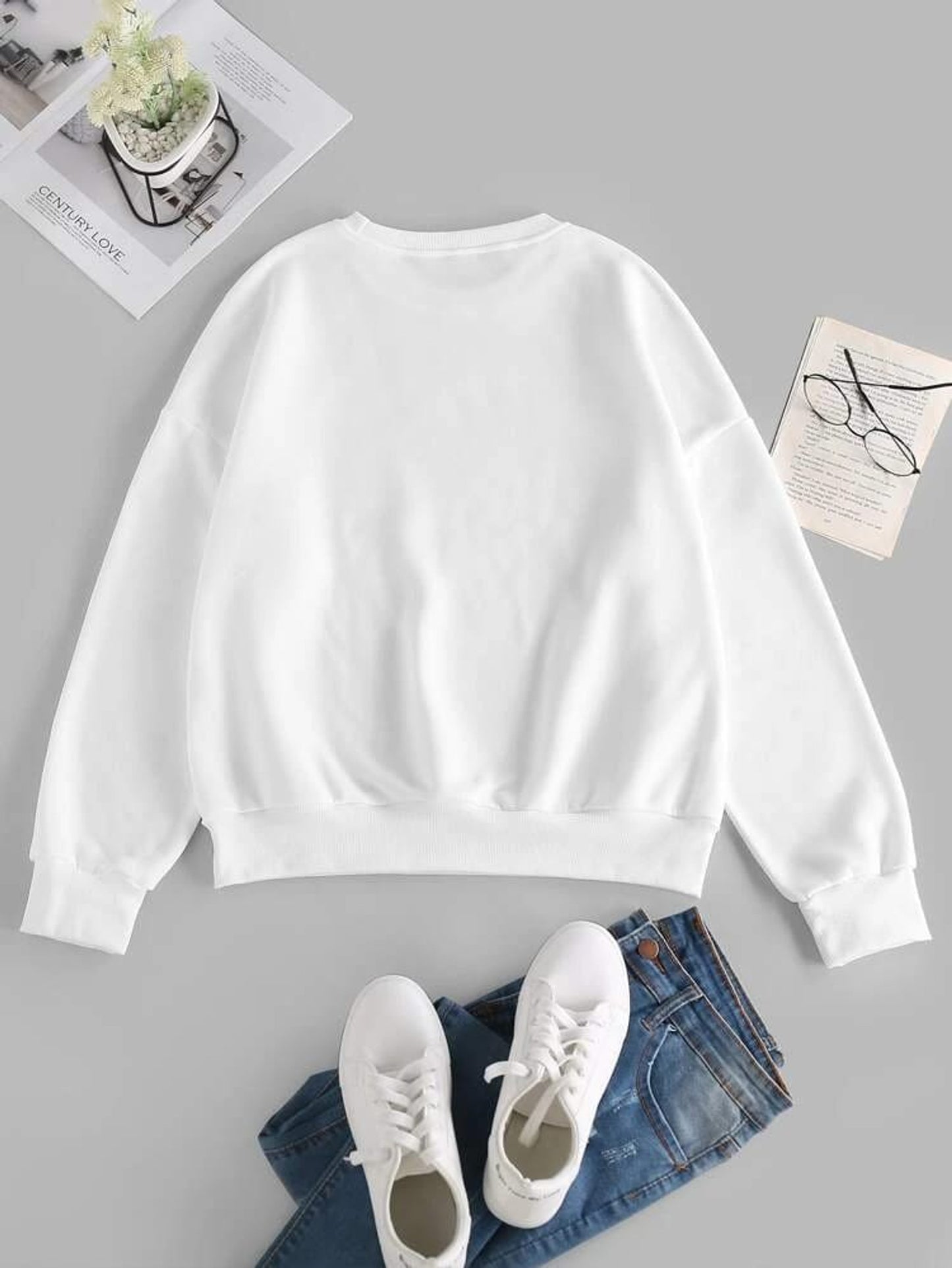 Fifth Avenue DIFT356 USA Flag Printed Sweatshirt - White