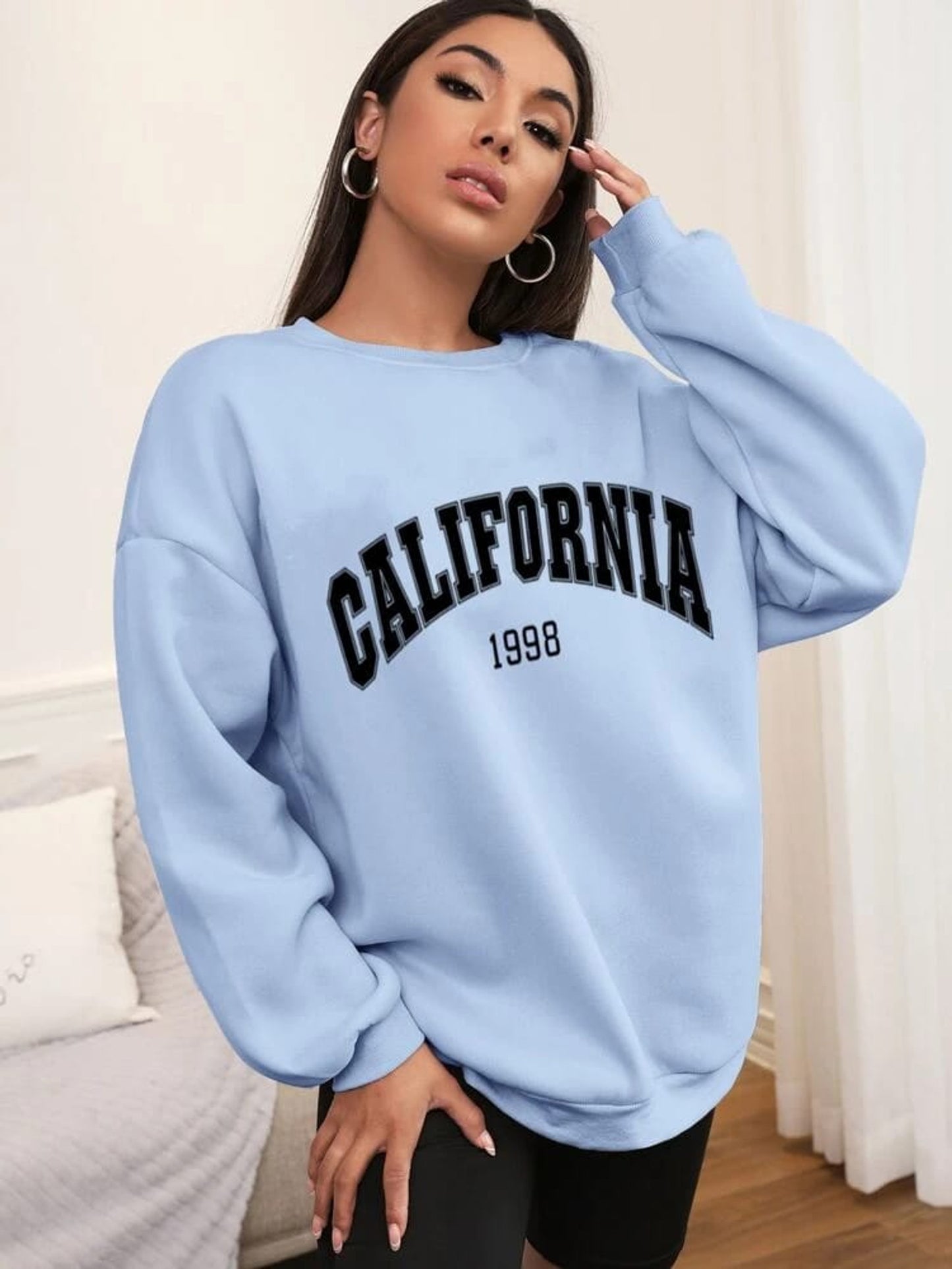 Fifth Avenue DIFT367 California Printed Sweatshirt - Light Blue