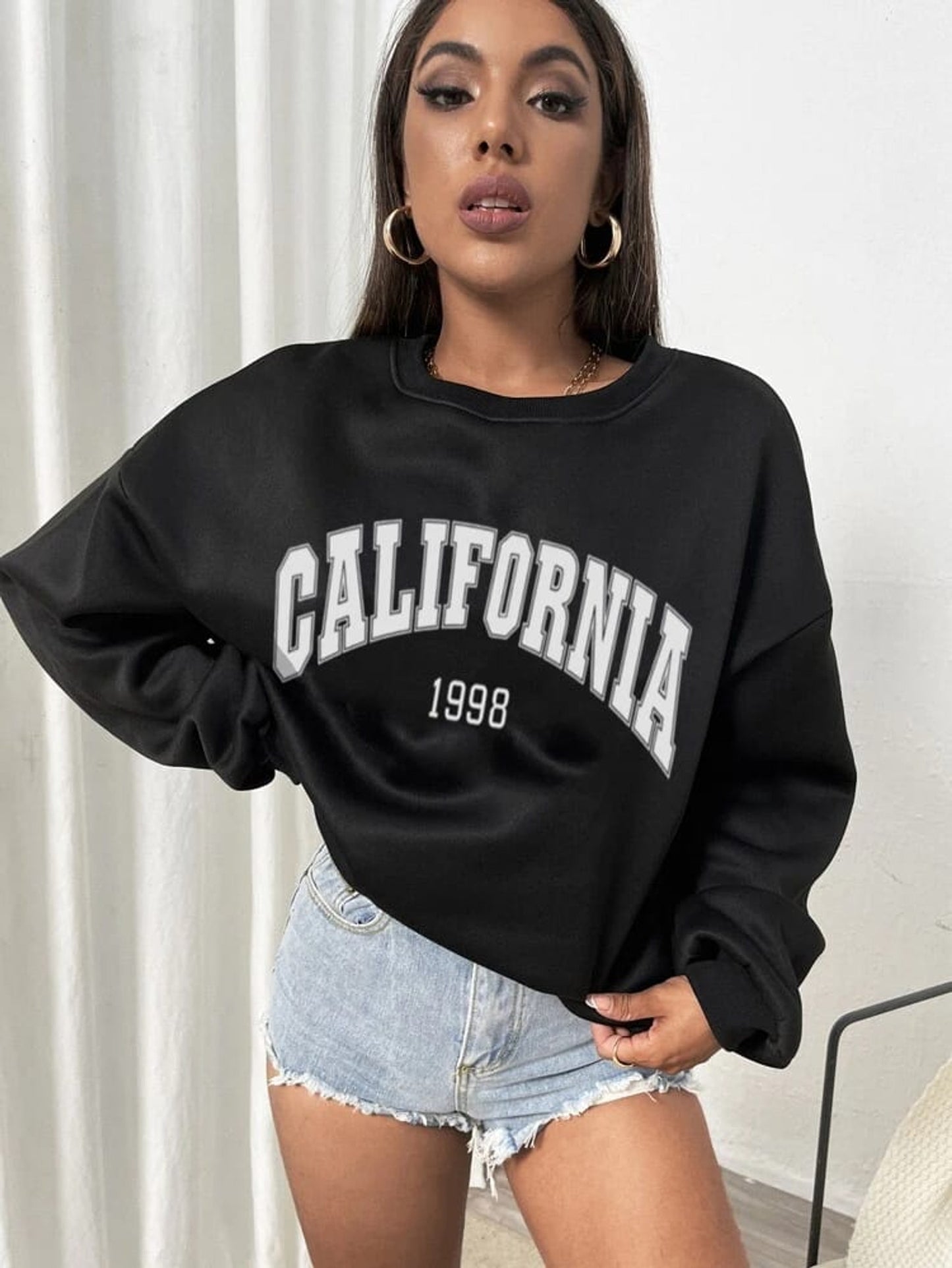 Fifth Avenue DIFT367 California Printed Sweatshirt - Black
