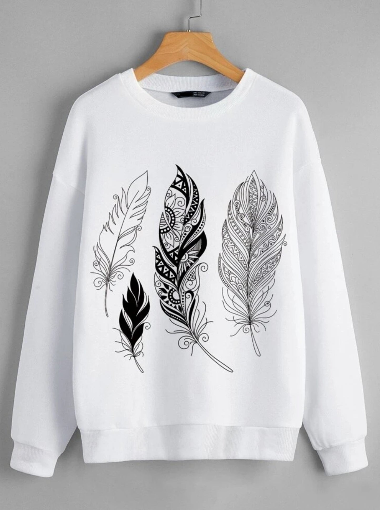 Fifth Avenue DIFT420 Feather Printed Sweatshirt - White