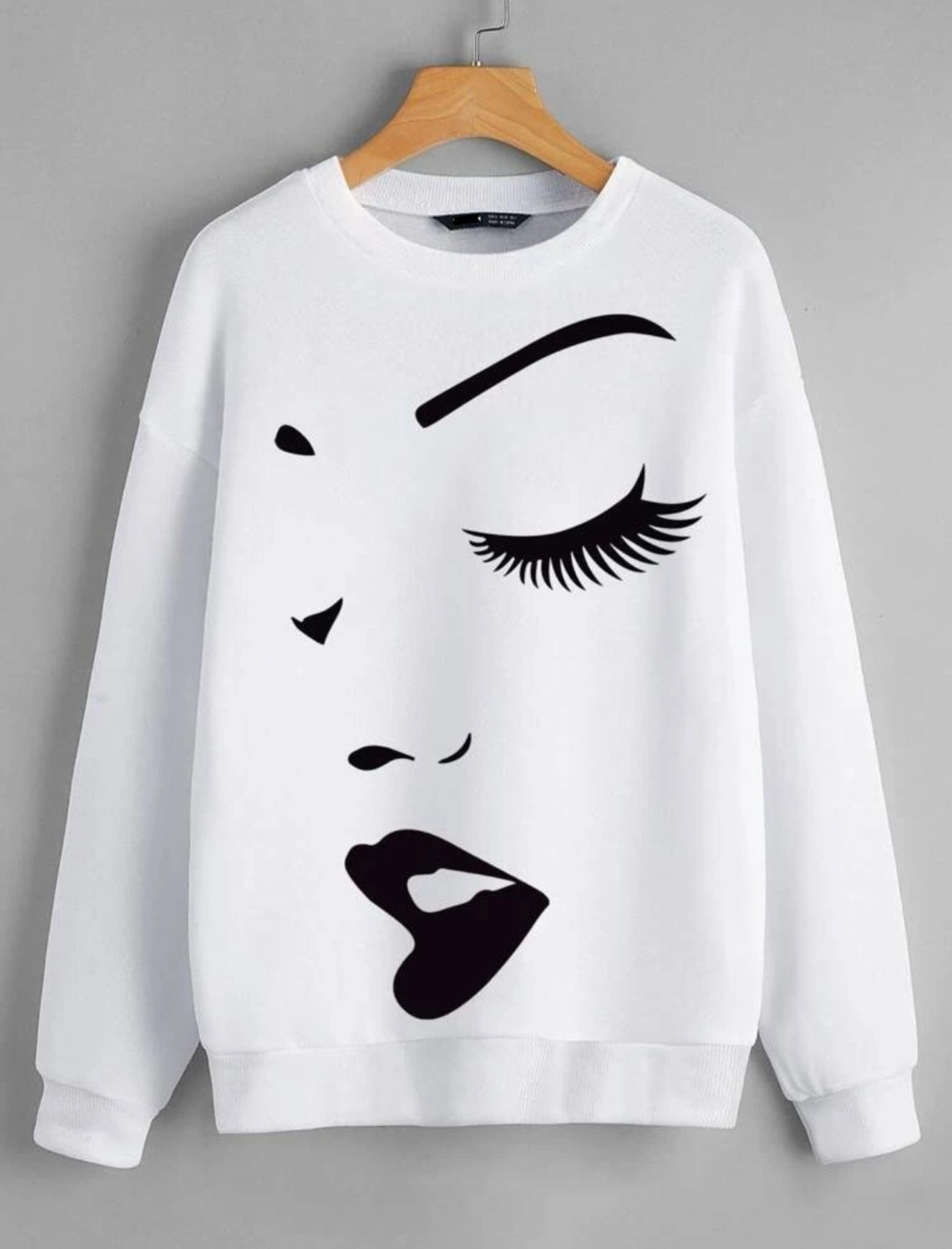 Fifth Avenue DIFT421 Face Printed Sweatshirt - White