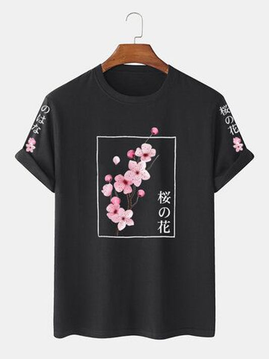 Fifth Avenue Floral Printed MIFT207 T-Shirt - Black