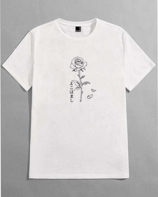 Fifth Avenue Text Floral Printed MIFT38 T-Shirt - White