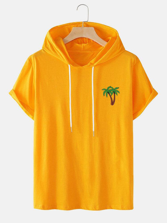Fifth Avenue Coconut Pocket Print MIFT425 Hooded ROKA T-Shirt - Yellow