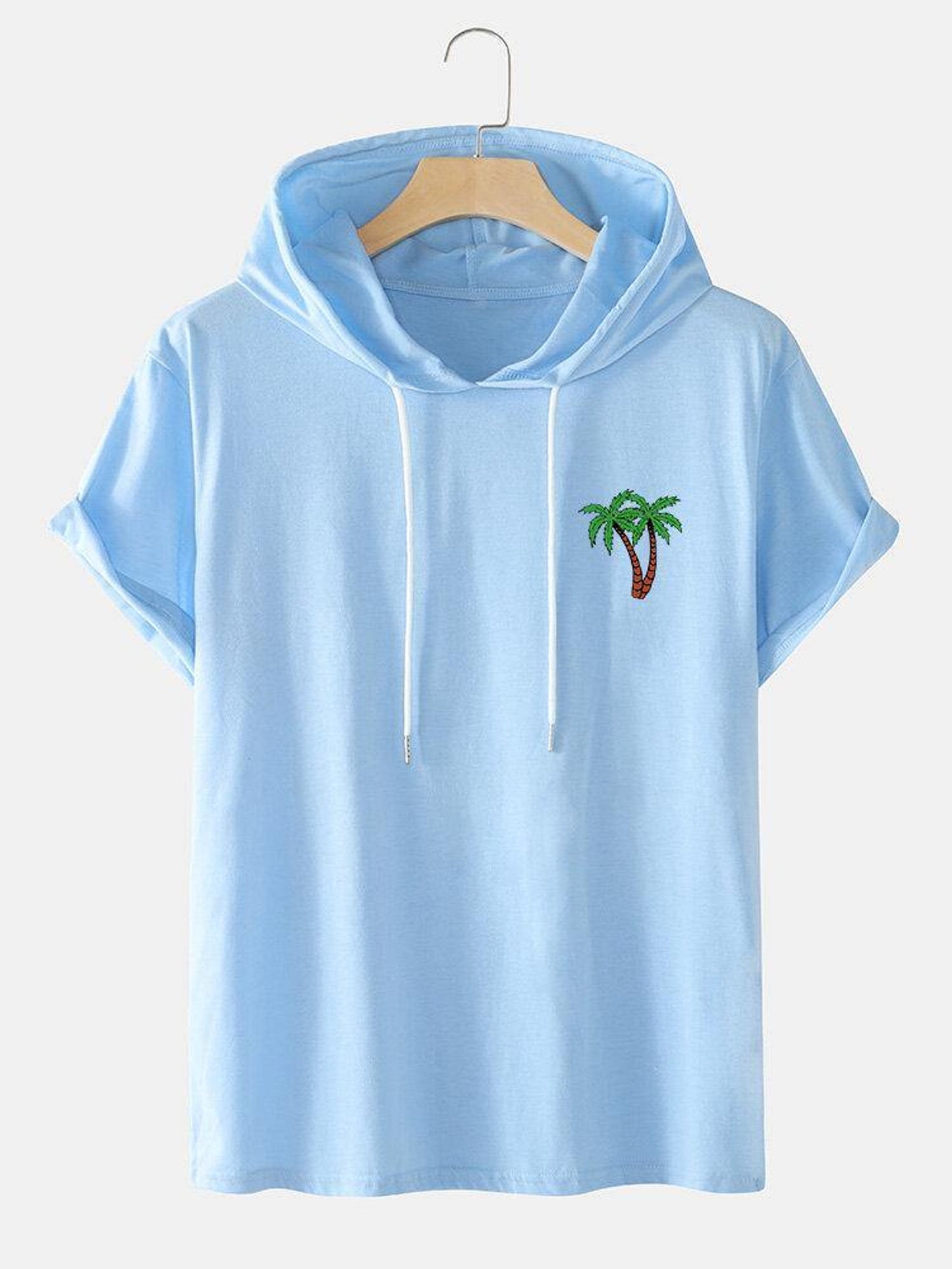 Fifth Avenue Coconut Pocket Print MIFT425 Hooded ROKA T-Shirt - Light Blue