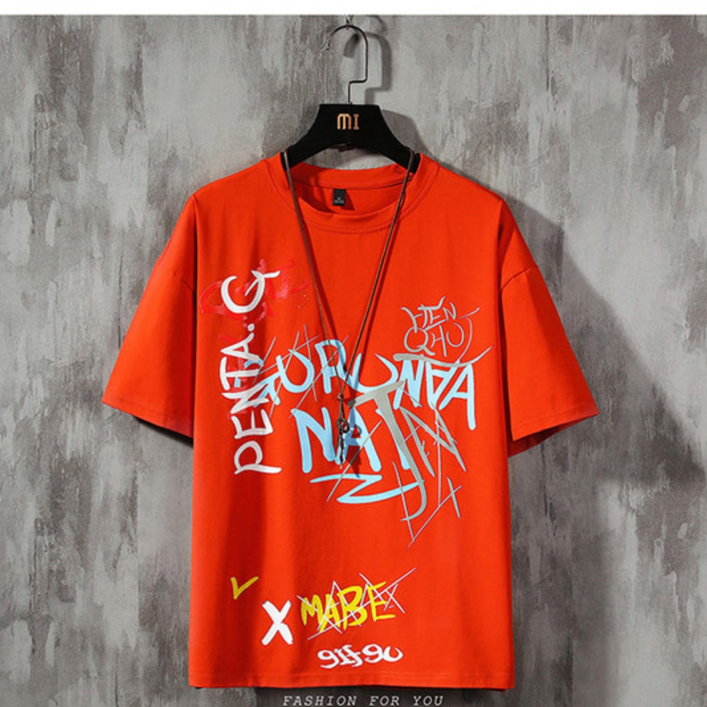 Fifth Avenue Graffiti Printed MIFT175 T-Shirt - Orange