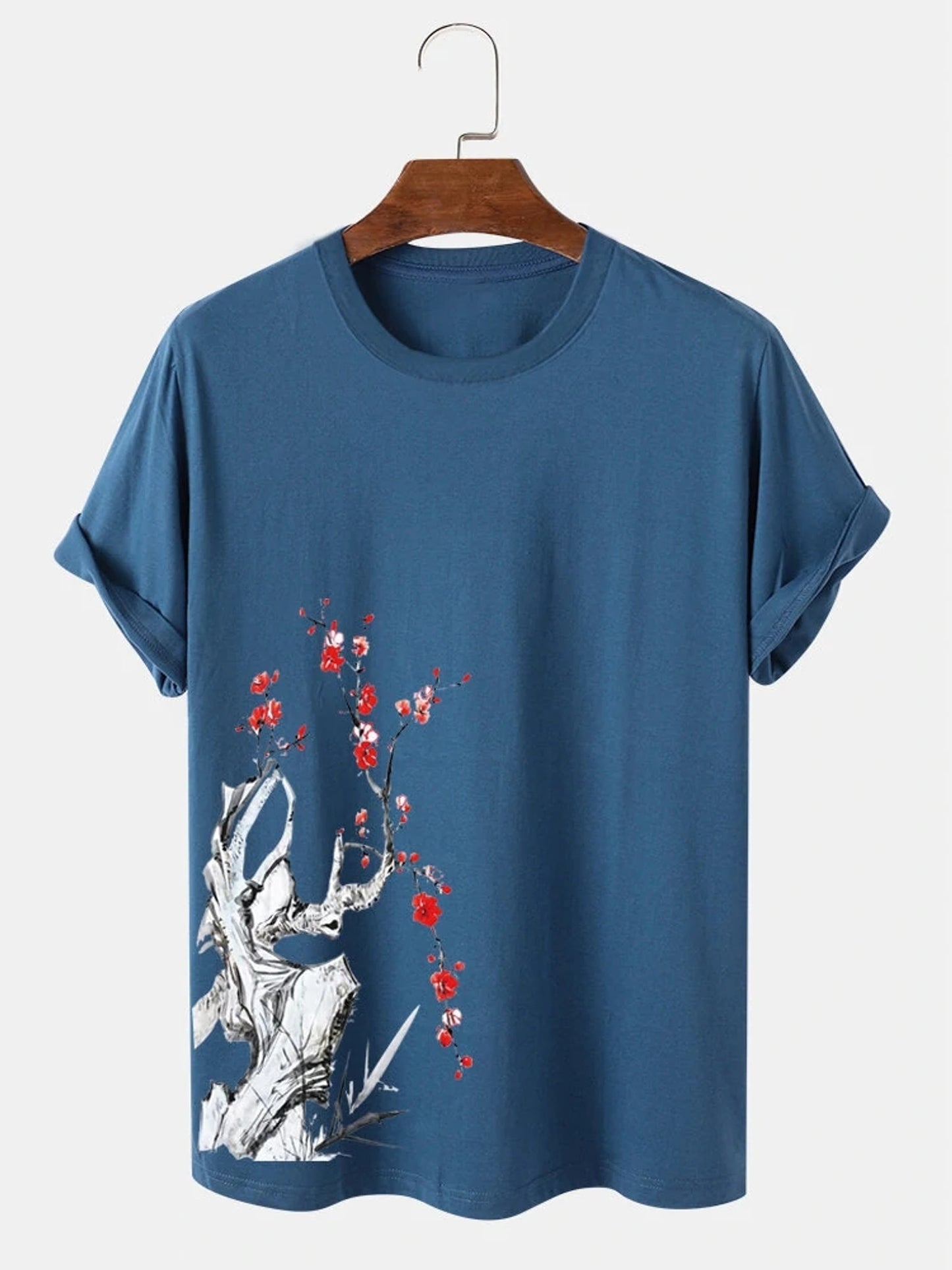 Fifth Avenue Plant Floral Printed MIFT378 T-Shirt - Blue