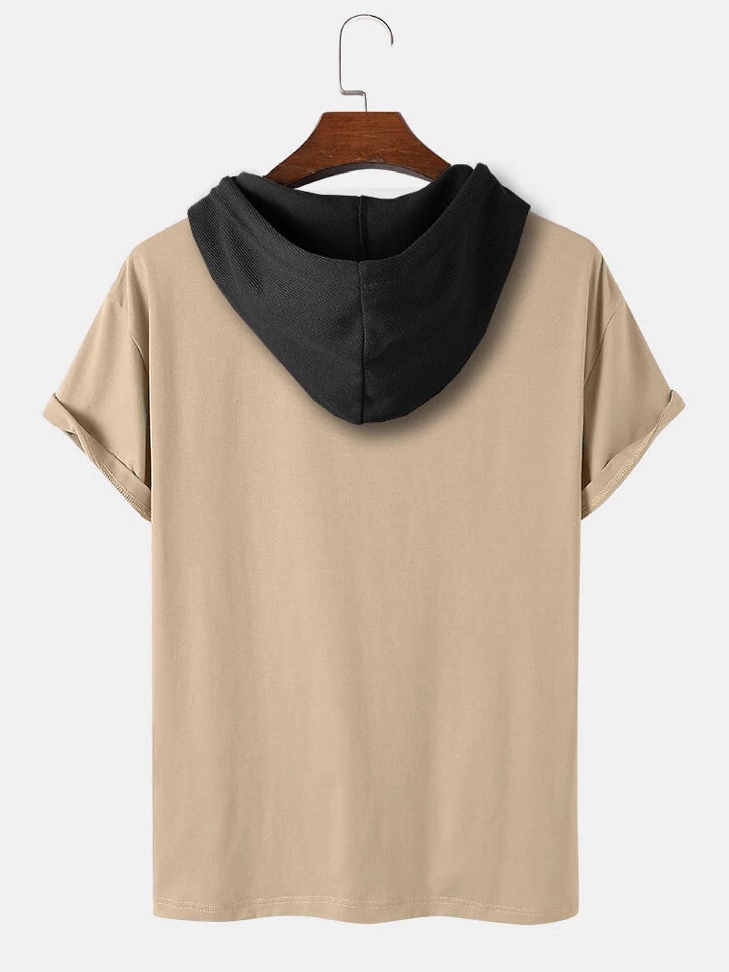 Fifth Avenue Graphic Text Print MIFT445 Hooded ROKA T-Shirt - Cream Black