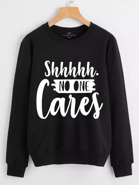 Fifth Avenue DIFT35 Shh No One Cares Printed Sweatshirt - Black