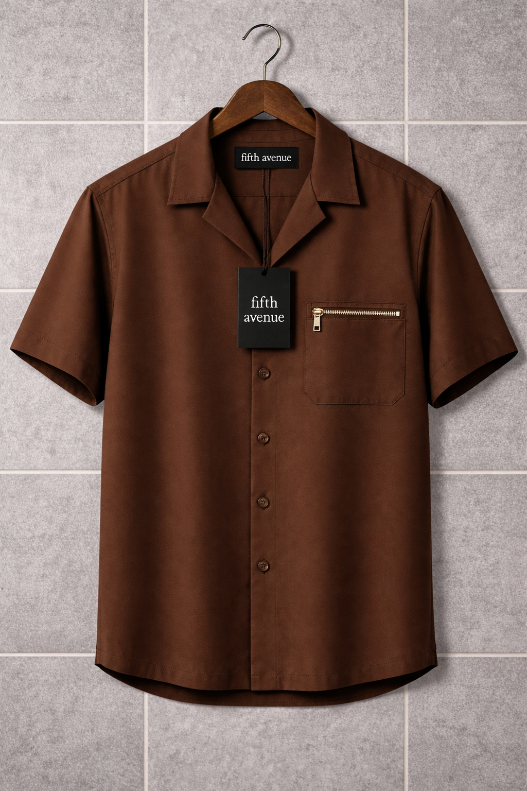 Fifth Avenue Mens Button Up Shirt FAMBSHI6 - Brown