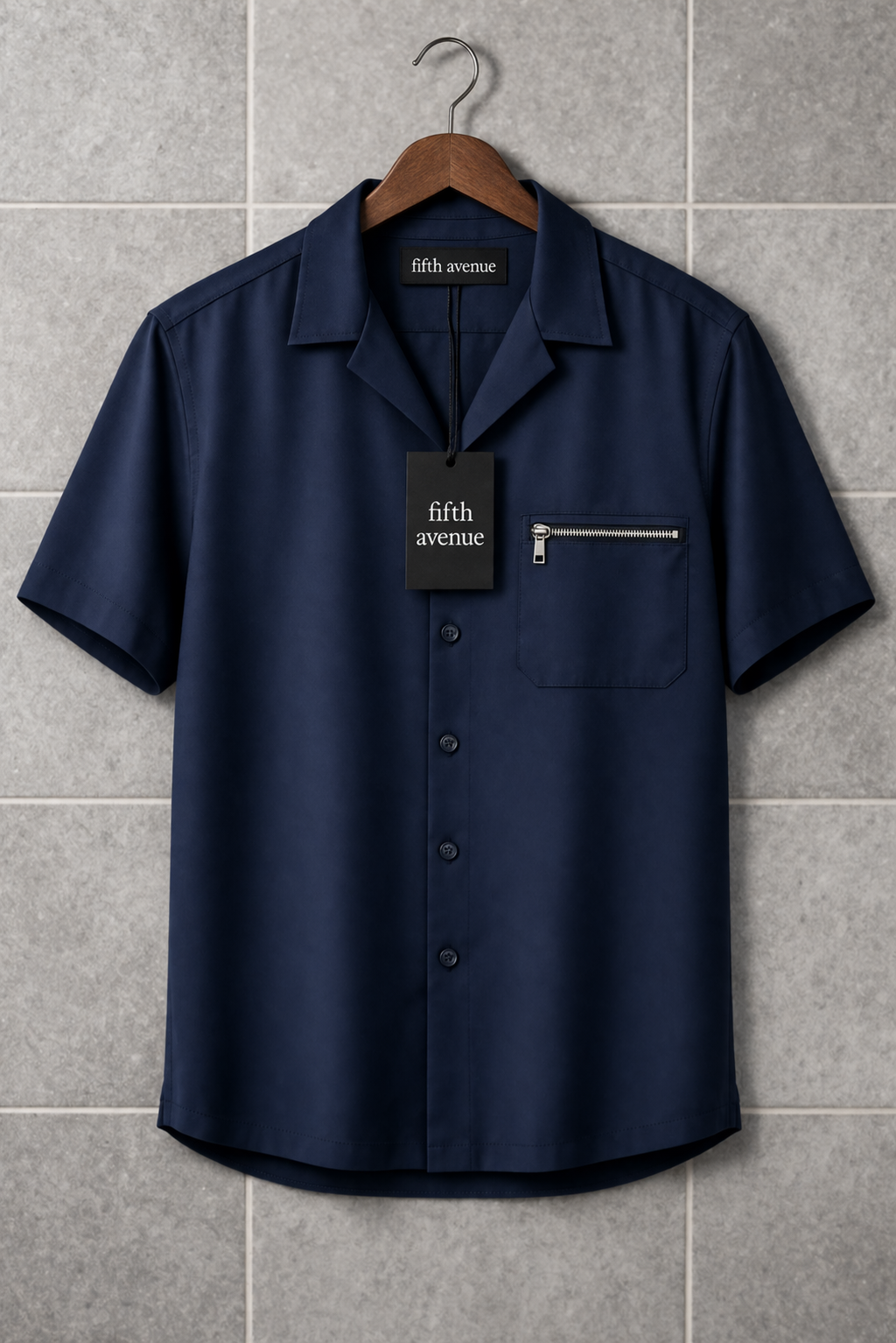 Fifth Avenue Mens Button Up Shirt FAMBSHI1 - Navy Blue