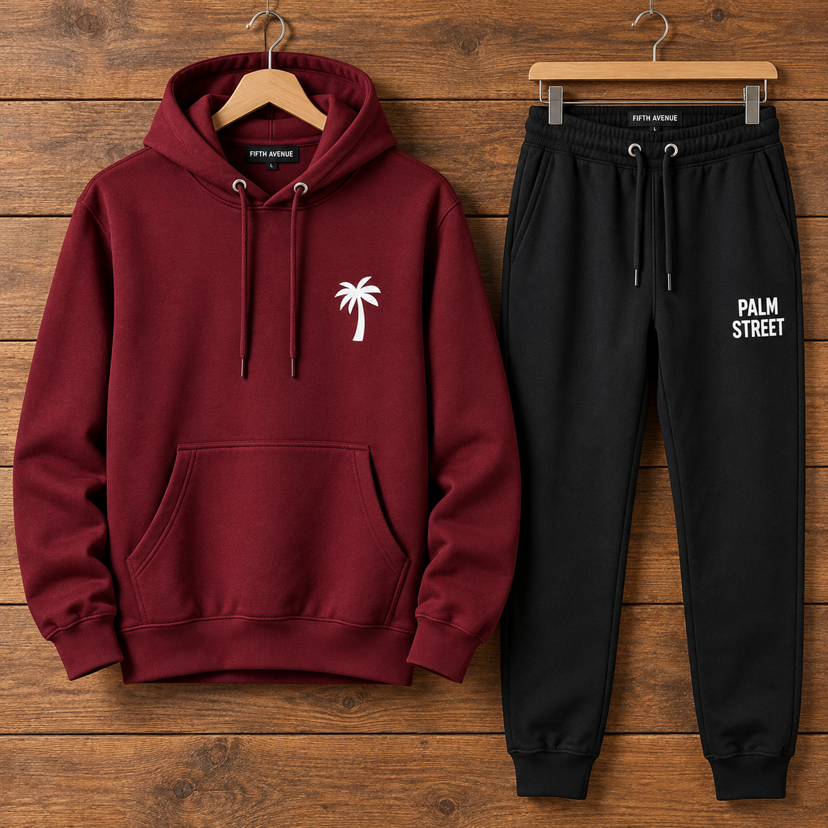 Palm Street Mens Printed Hoodie and Jogger Pants Printed Co Ord Set - PSPWCS2