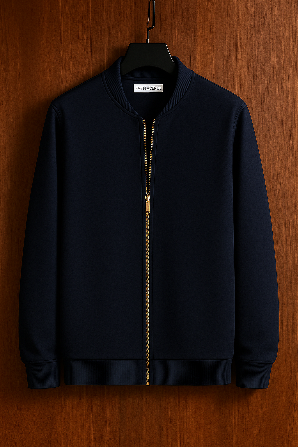 Fifth Avenue Mens Zip Up Bomber Jacket ZOHA - Navy Blue