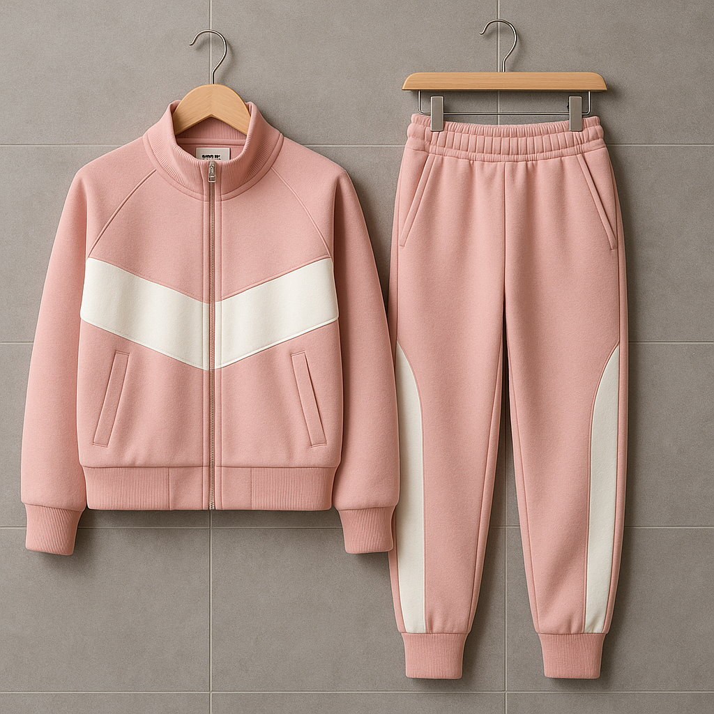 Fifth Avenue Womens Color Block Jacket and Pants Set FAWOJPS1 - Pink