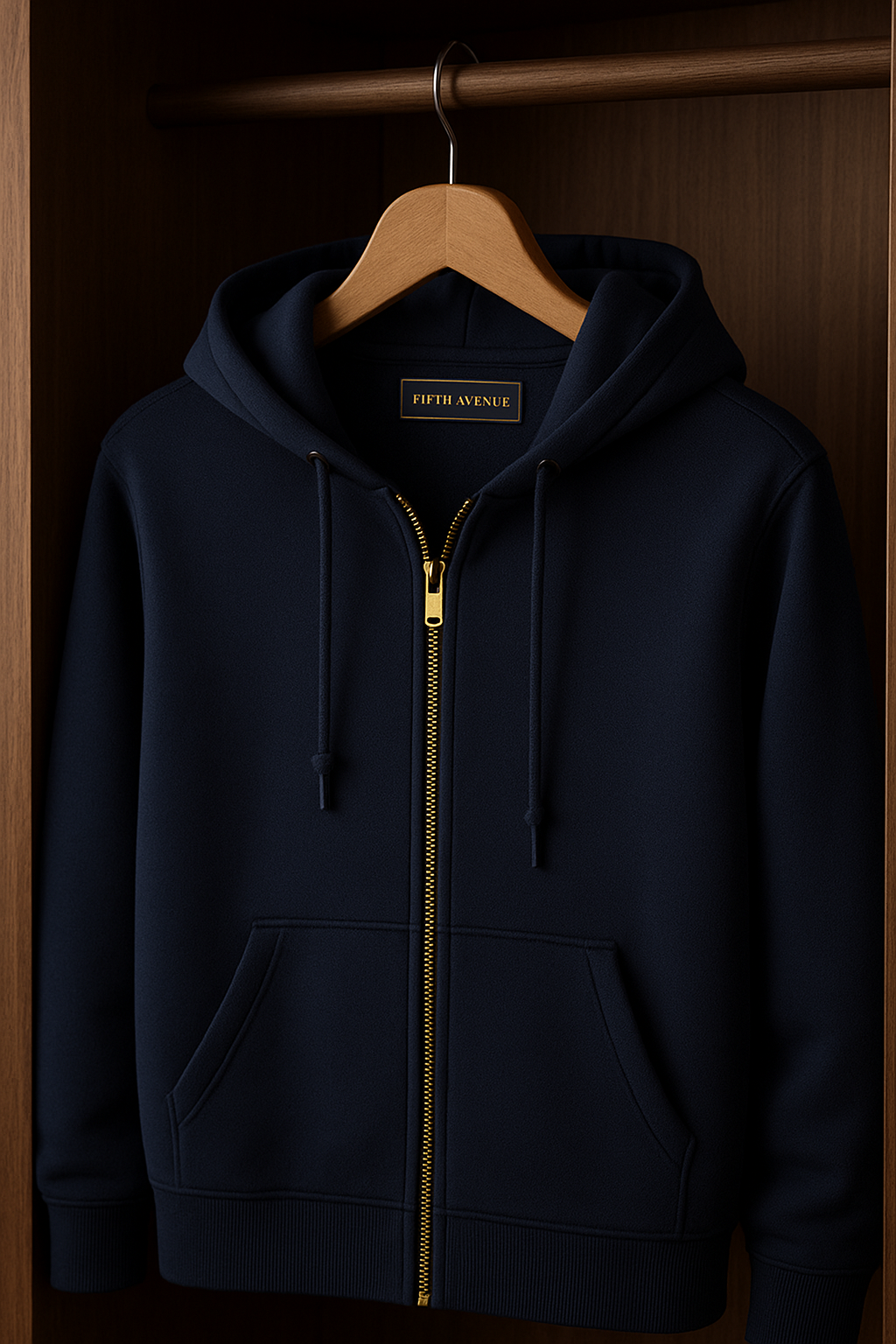 Fifth Avenue Mens Zip Up Hooded Jacket ROZA - Navy Blue