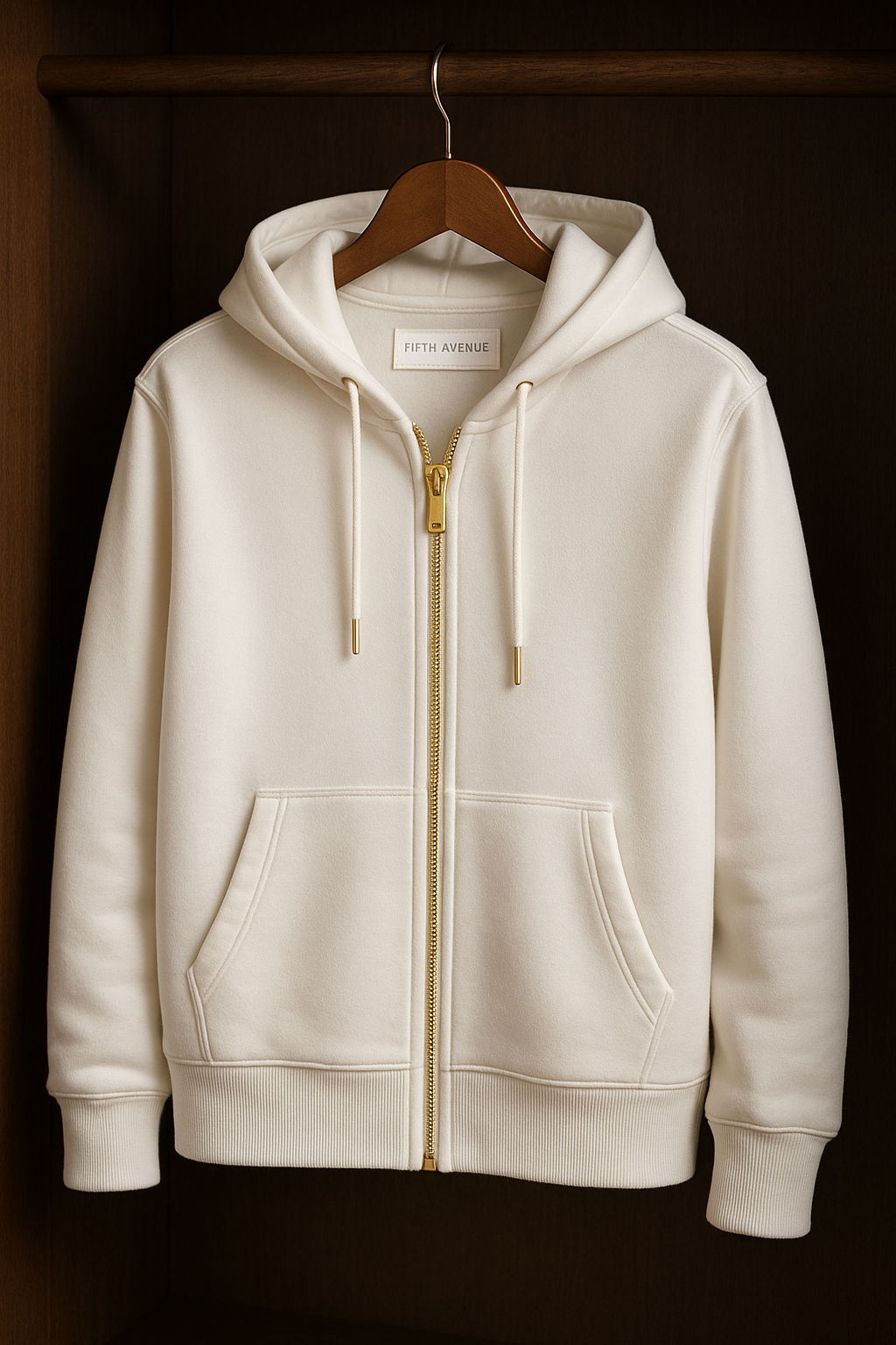 Fifth Avenue Mens Zip Up Hooded Jacket ROZA - White