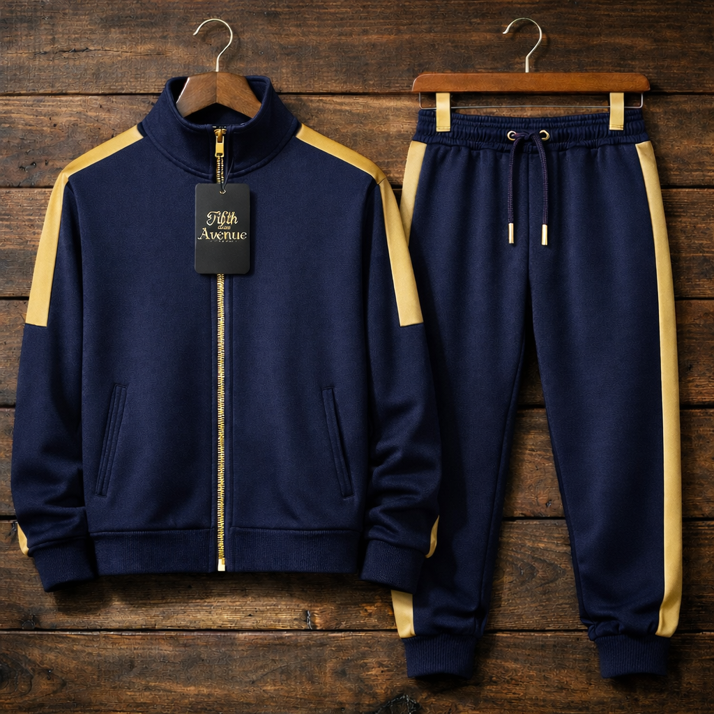 Fifth Avenue Mens Jacket and Pants Set FAMJAPNS42 - Navy Blue